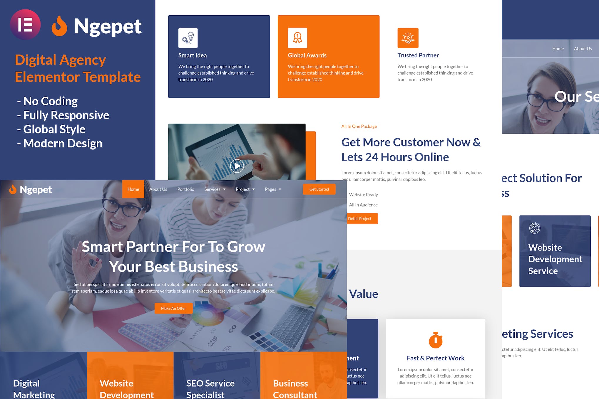 Ngepet - Creative Agency Company Elementor Template Kit template kit cover image
