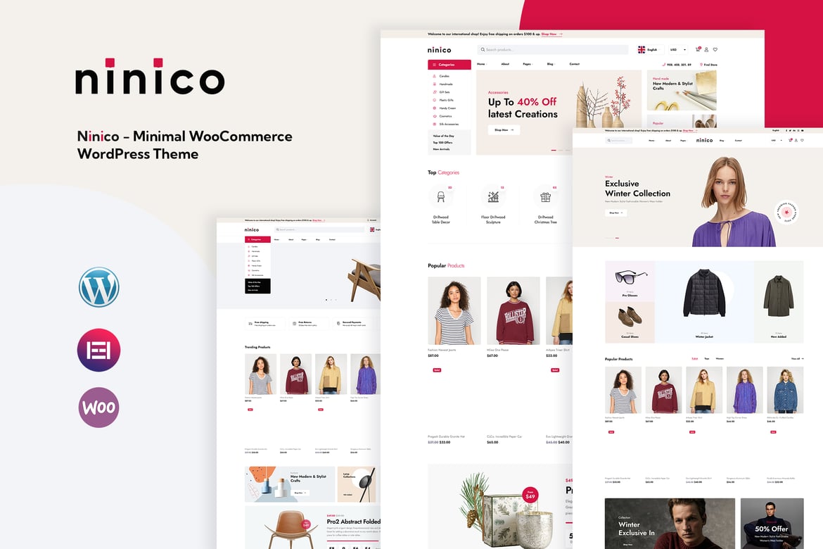 Ninico – Minimal WooCommerce WordPress Theme theme cover image
