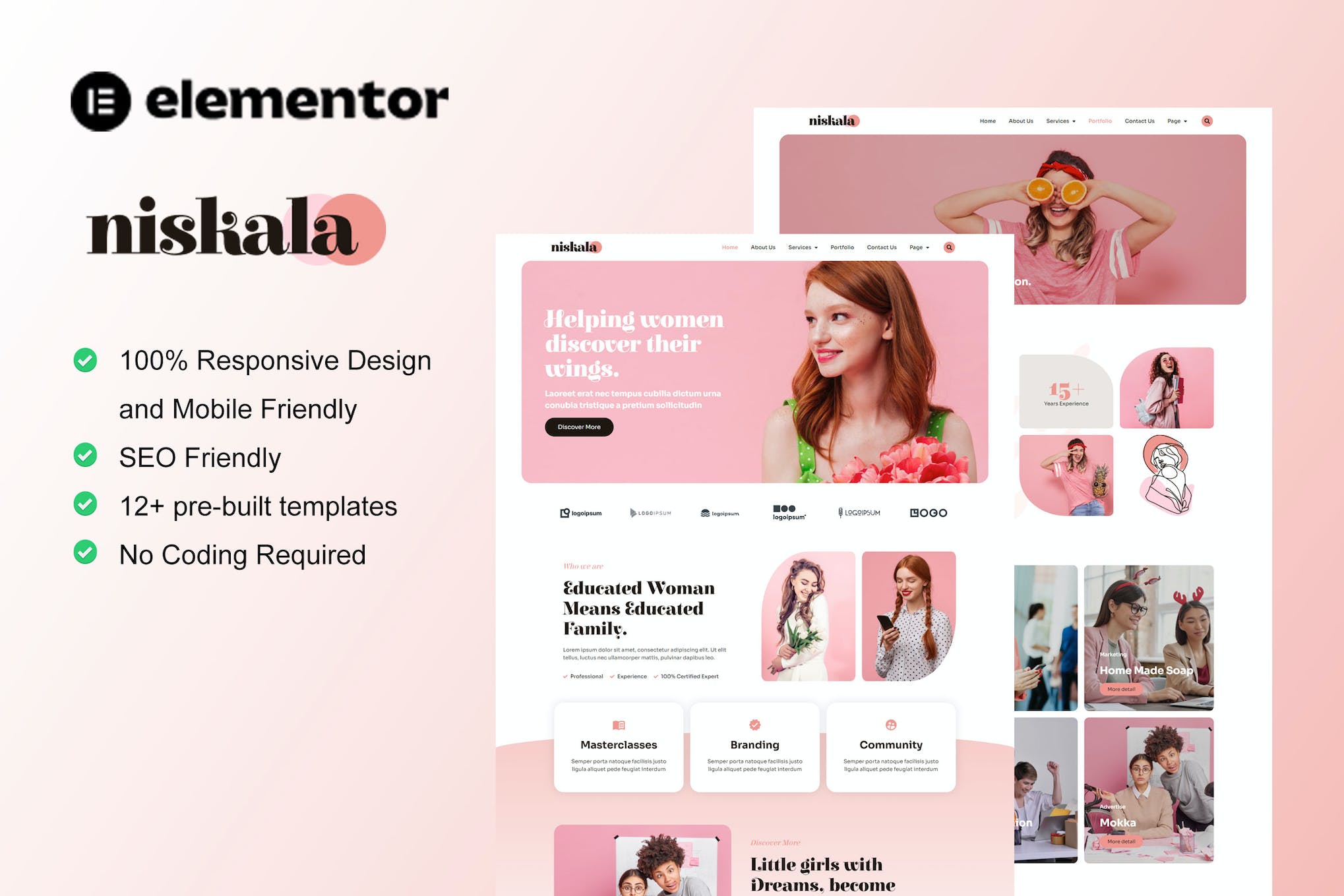 Niskala - Feminine Business Elementor Template Kit template kit cover image