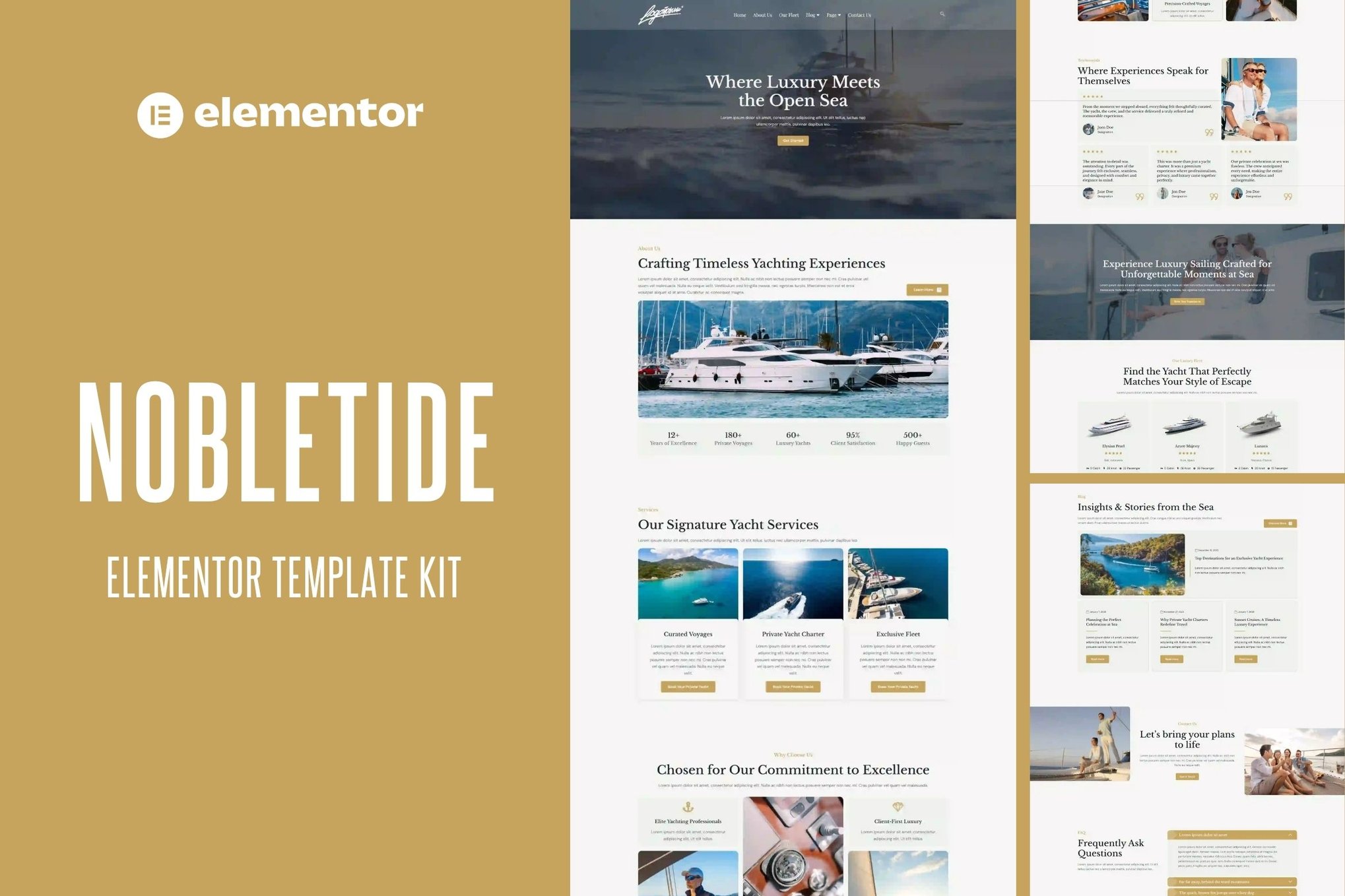 Nobletide - Yatch Boat Club Rental Elementor Template Kit template kit cover image