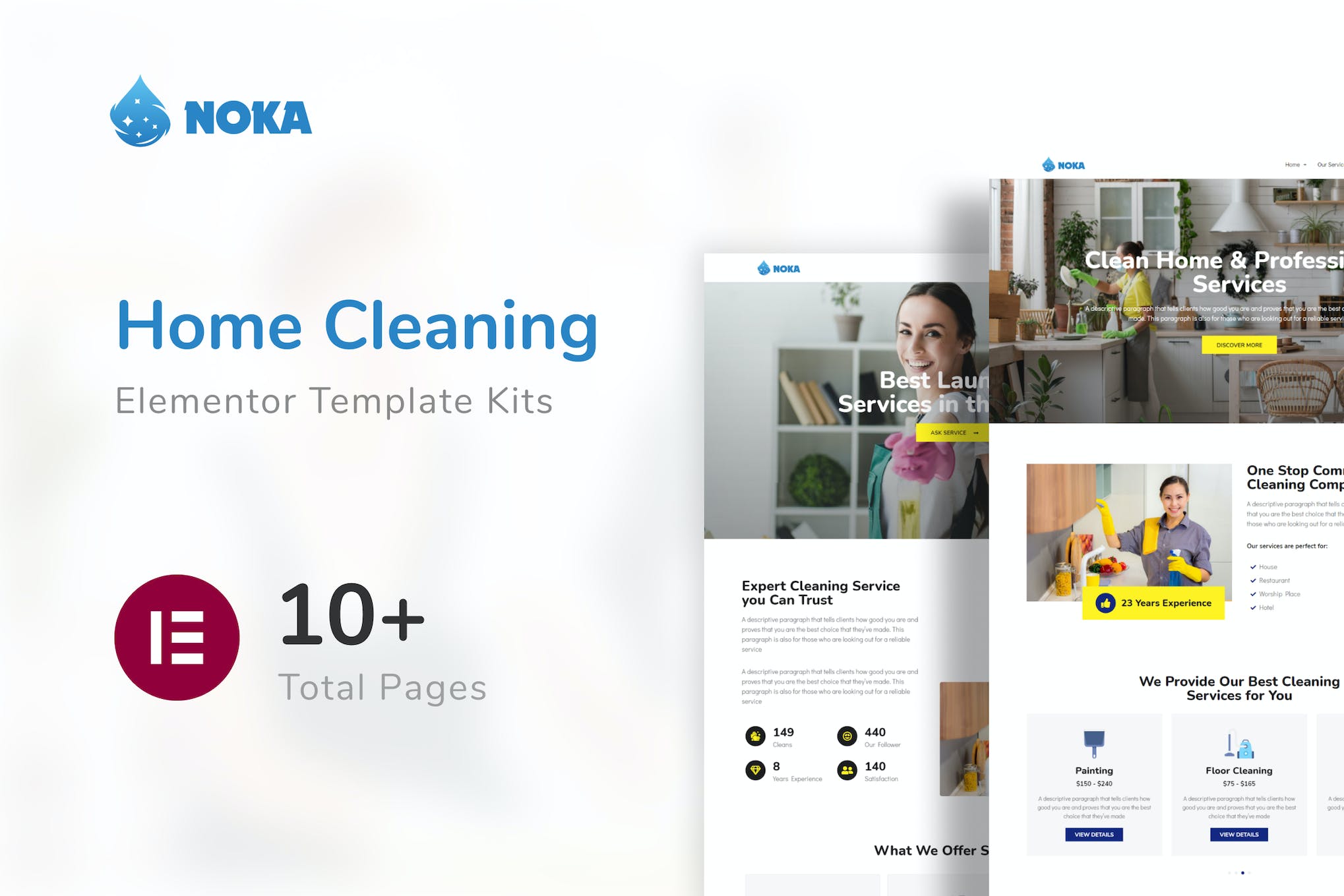 Noka - Cleaning Services Company Elementor Template Kit template kit cover image