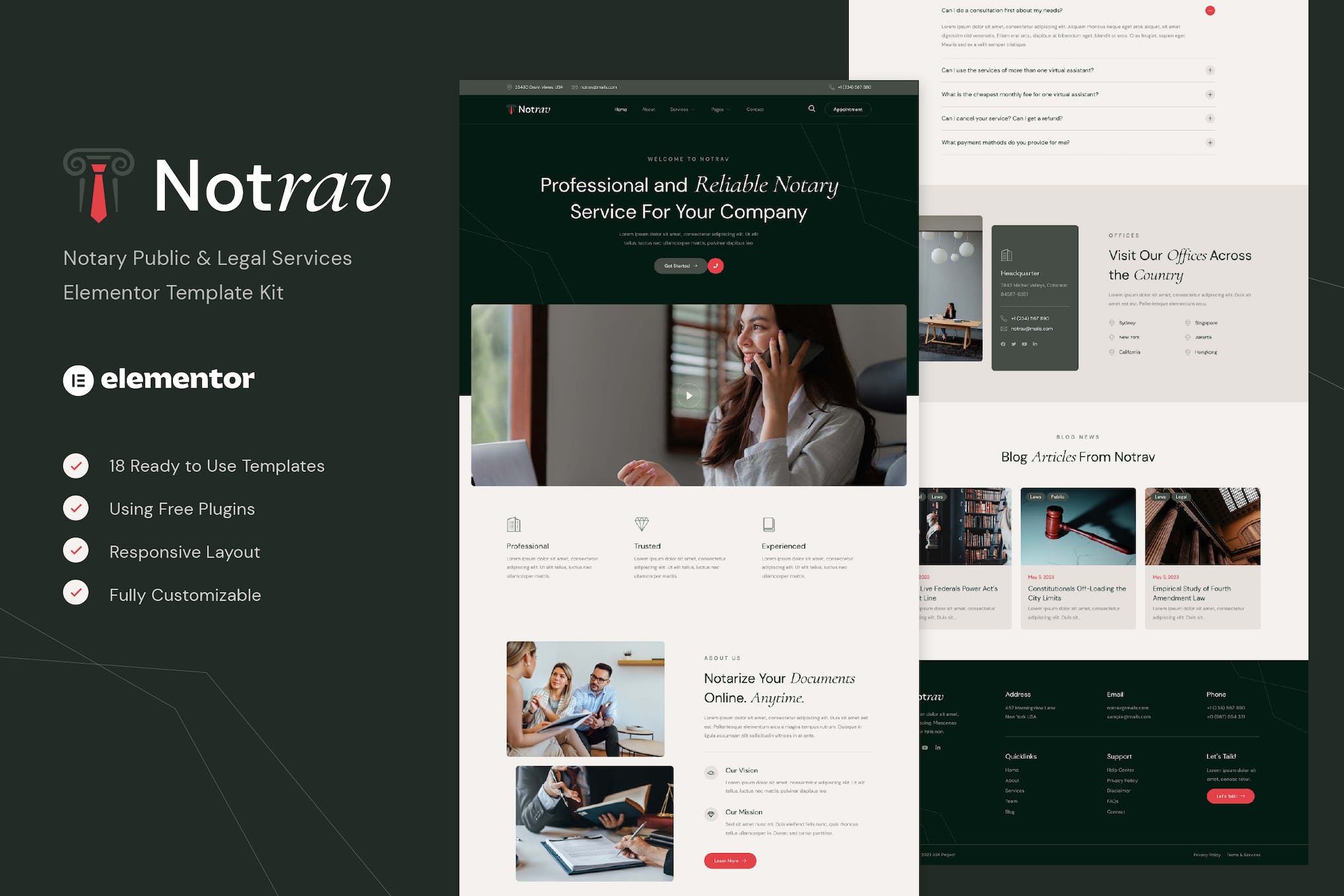 Notrav - Notary Public & Legal Services Elementor Template Kit template kit cover image