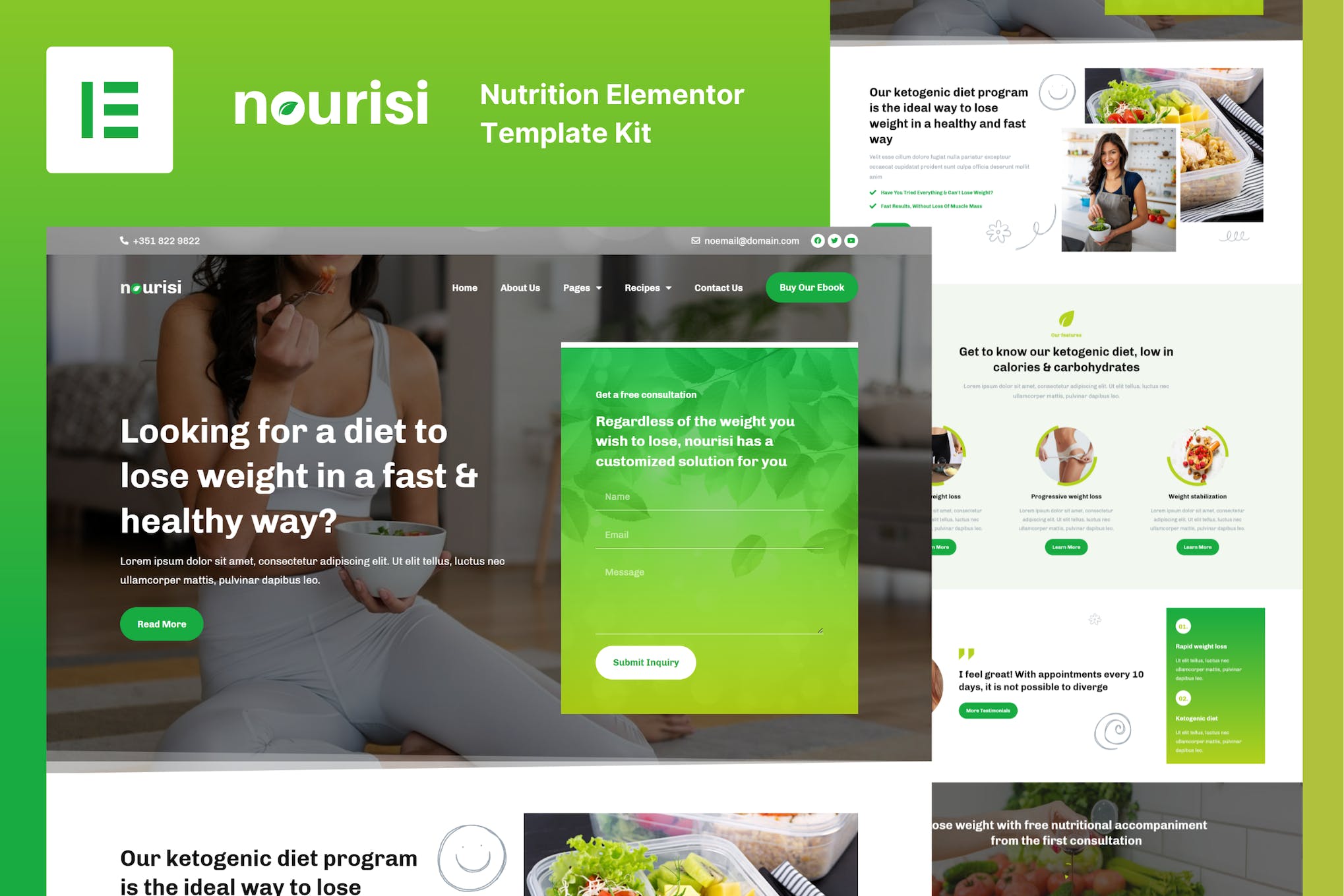 Nourisi - Nutrition Elementor Template Kit template kit cover image