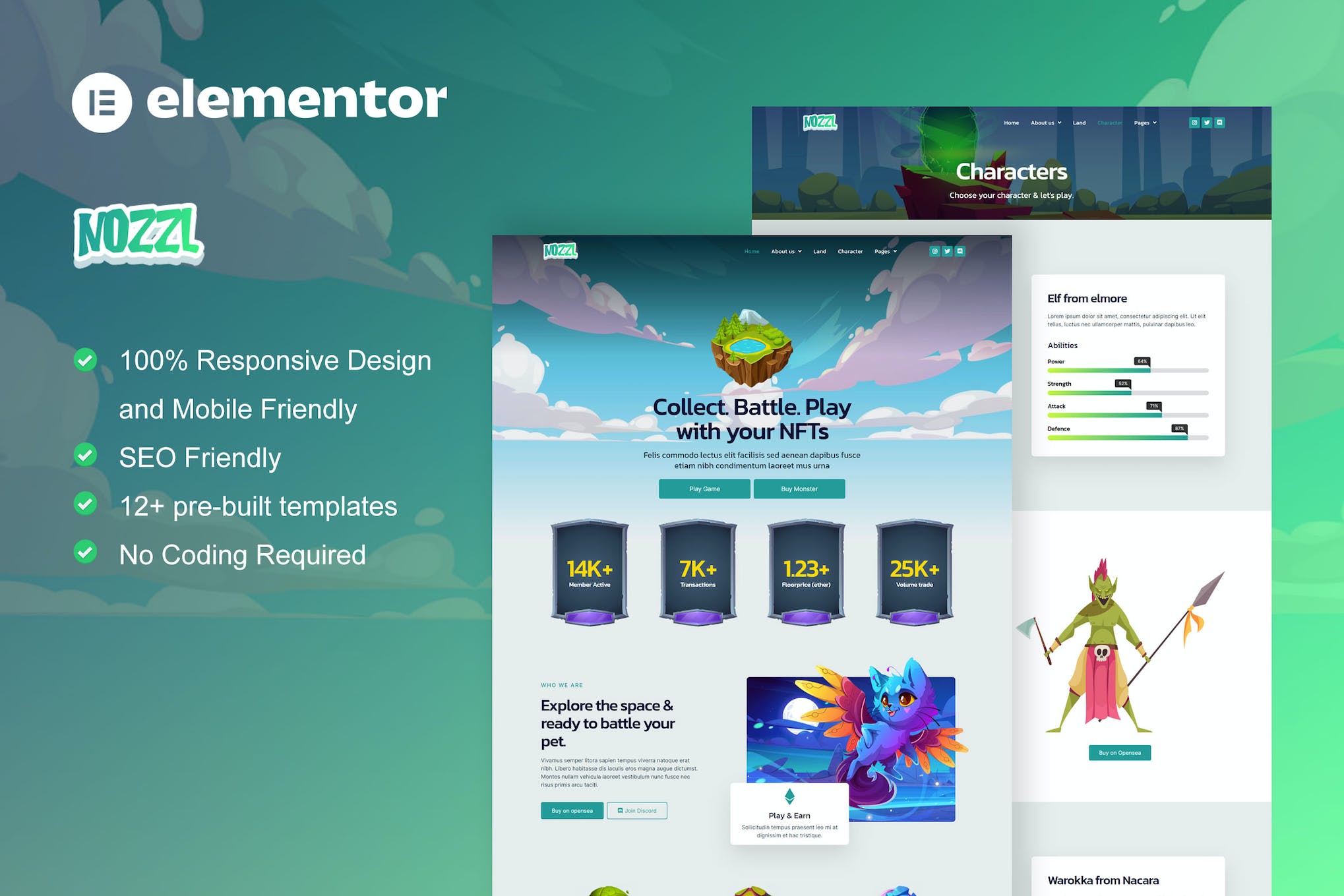 Nozzle - Game NFT Elementor Pro Template Kit template kit cover image
