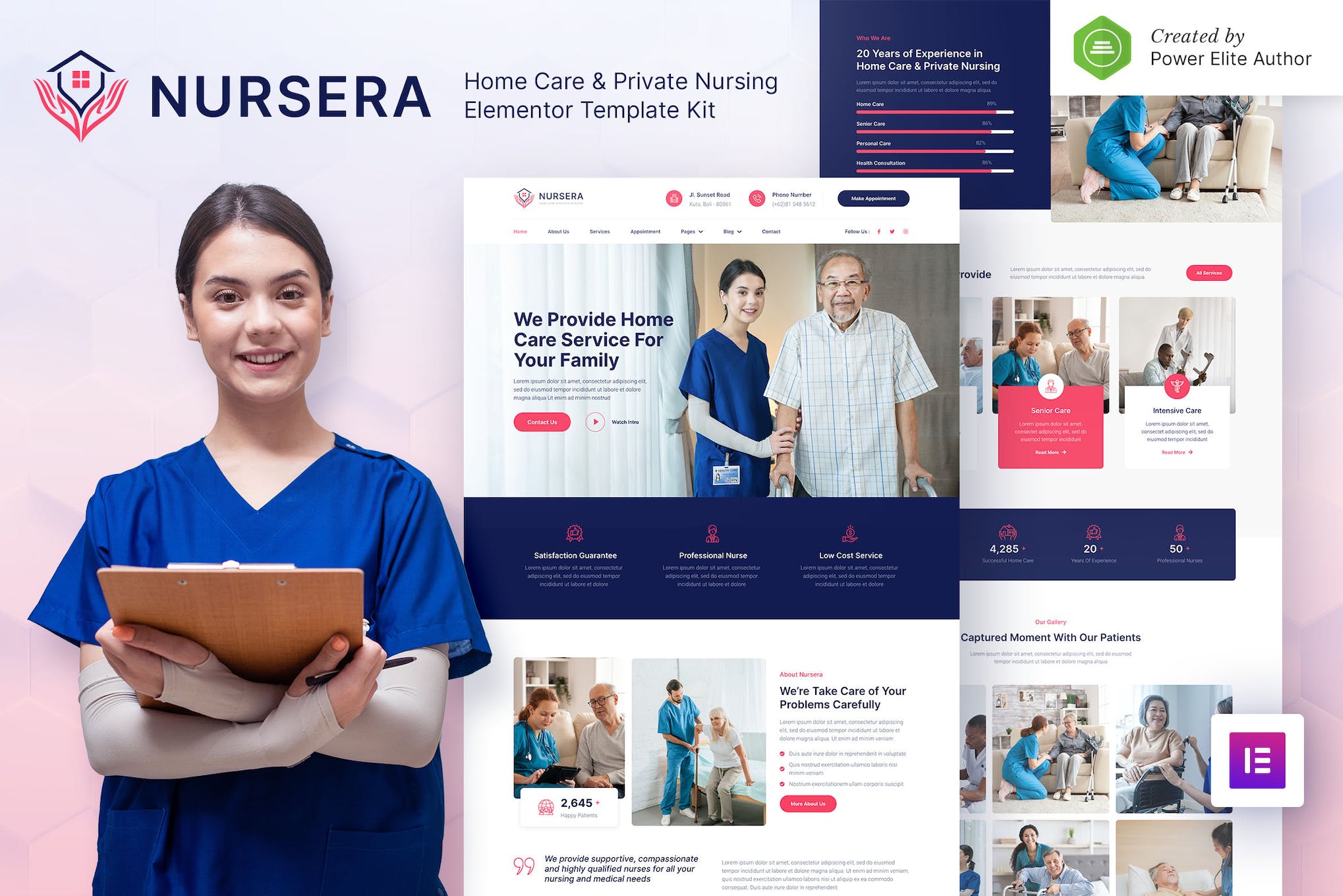 Nursera – Home Care & Private Nursing Services Elementor Template Kit template kit cover image