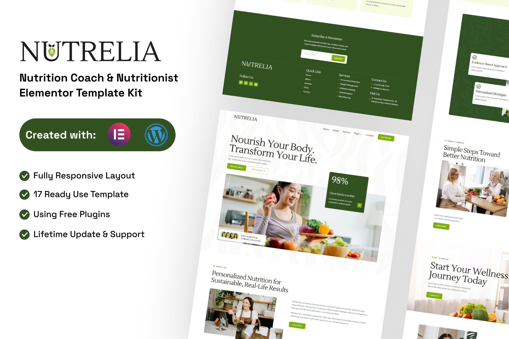Nutrelia - Nutrition Coach & Nutritionist Elementor Template Kit template kit cover image