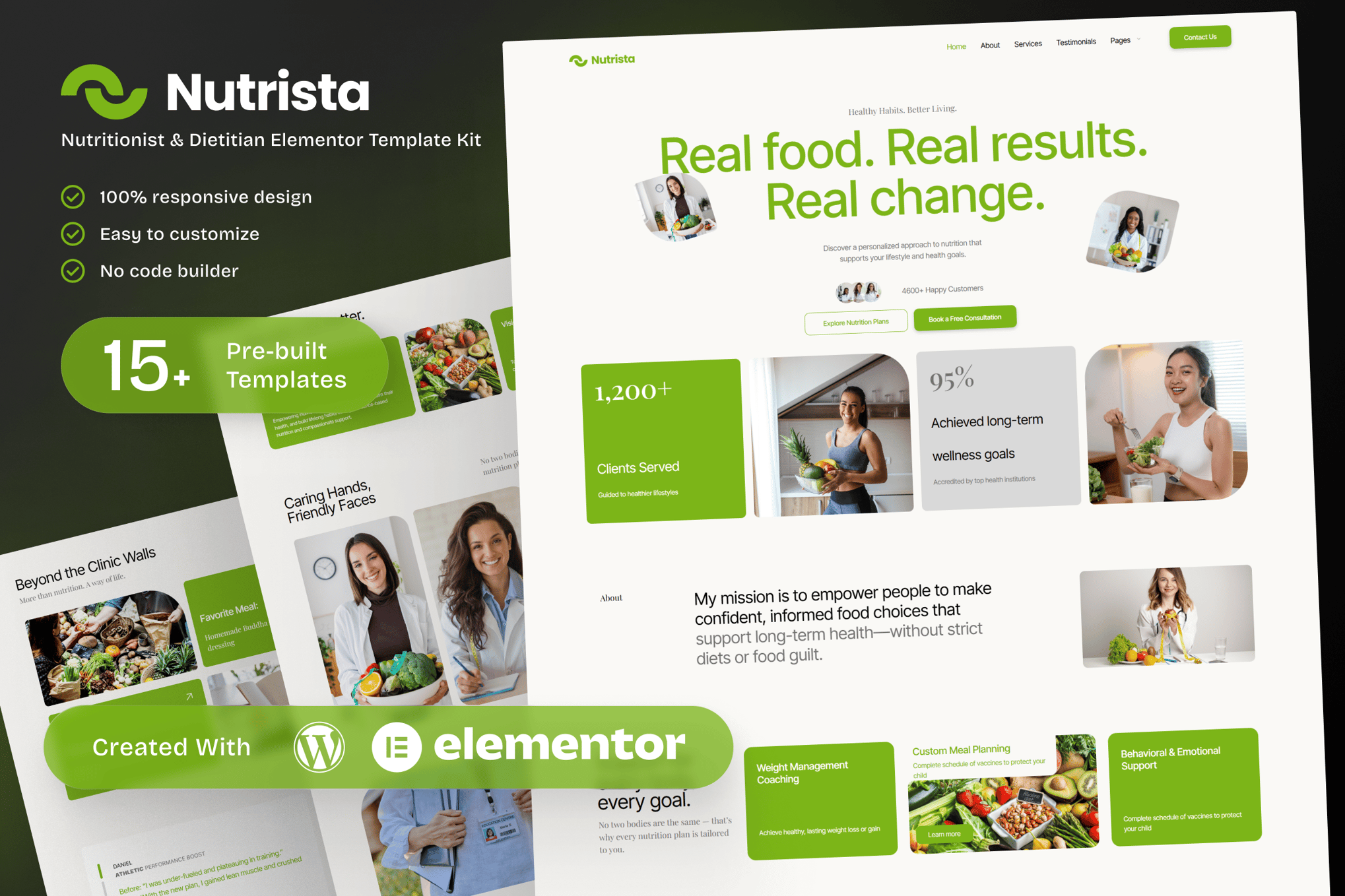 Nutrista - Nutritionist & Dietitian Elementor Template Kit template kit cover image