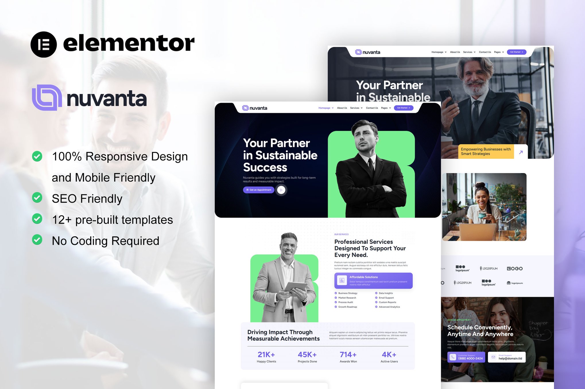 Nuvanta - Business Coach & Consulting Elementor Pro Template Kit template kit cover image