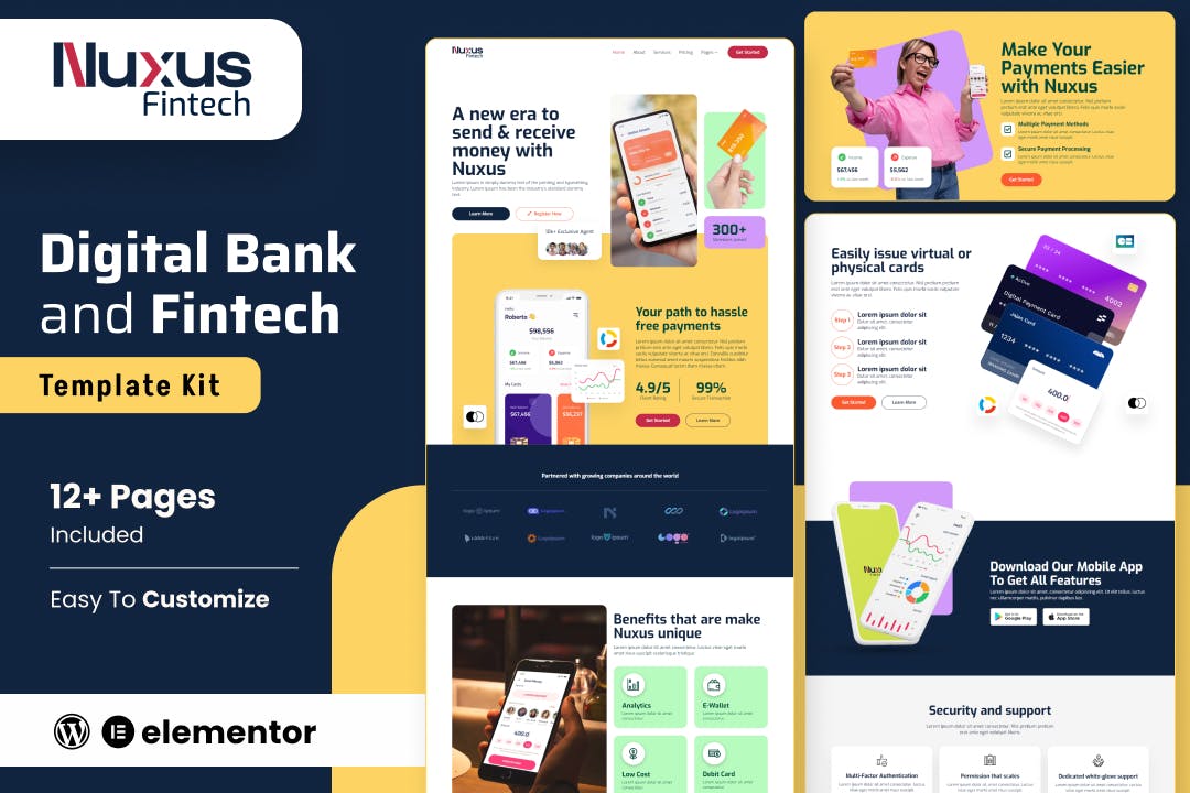 Nuxus - Online Payment Gateway Elementor Template Kit template kit cover image