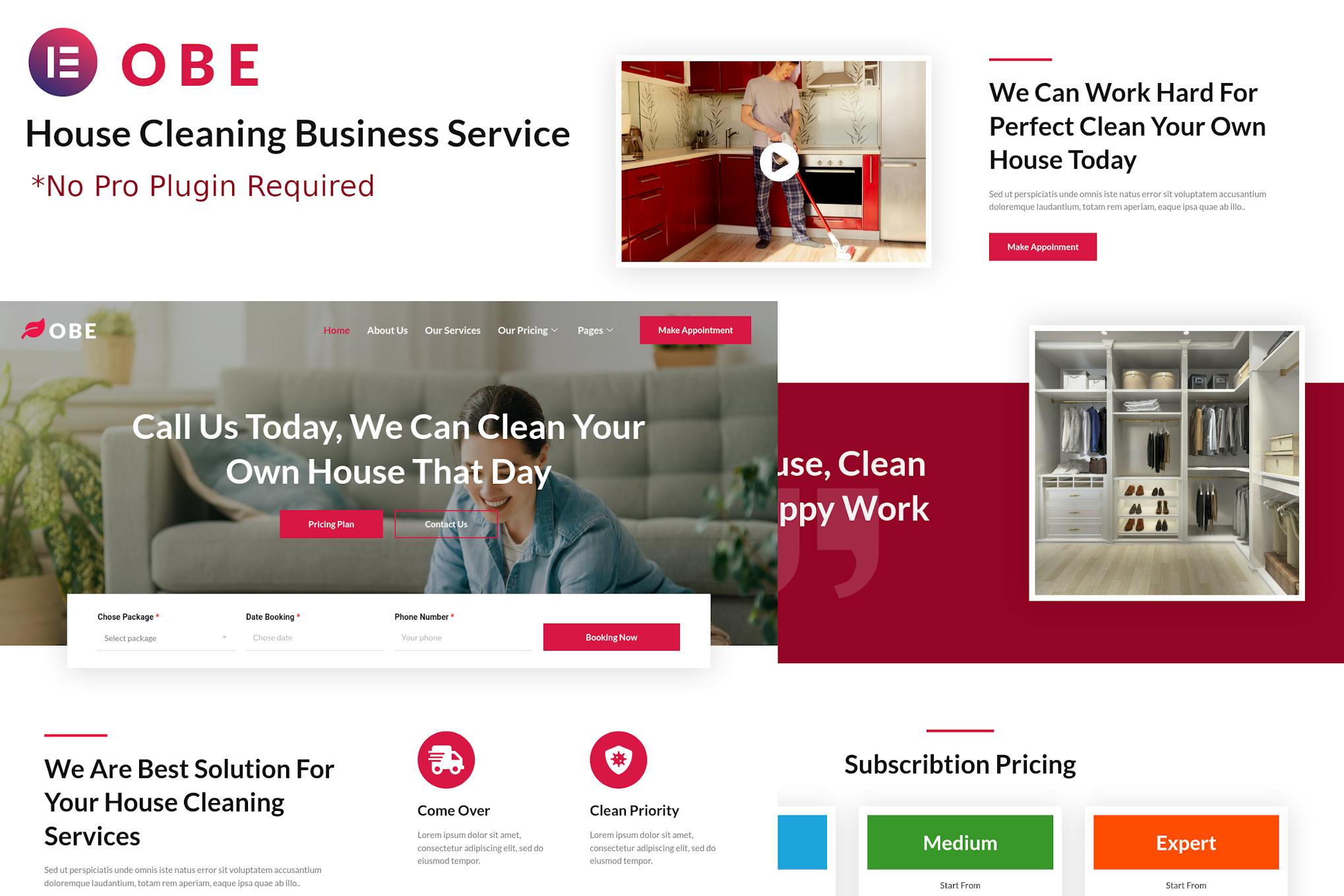Obe - House Cleaning Business Elementor Template Kits template kit cover image