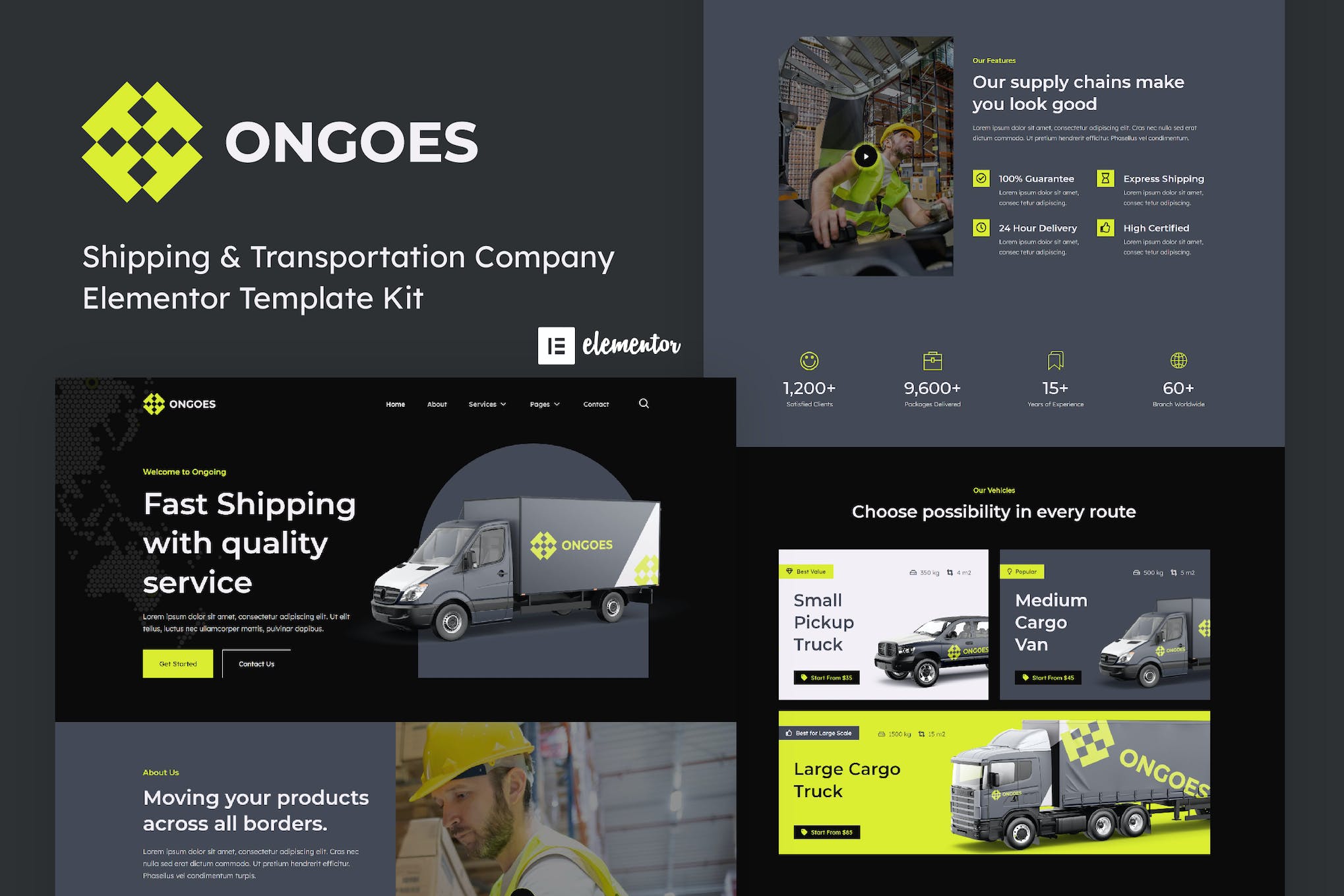 Ongoes - Shipping & Transport Company Elementor Template Kit template kit cover image
