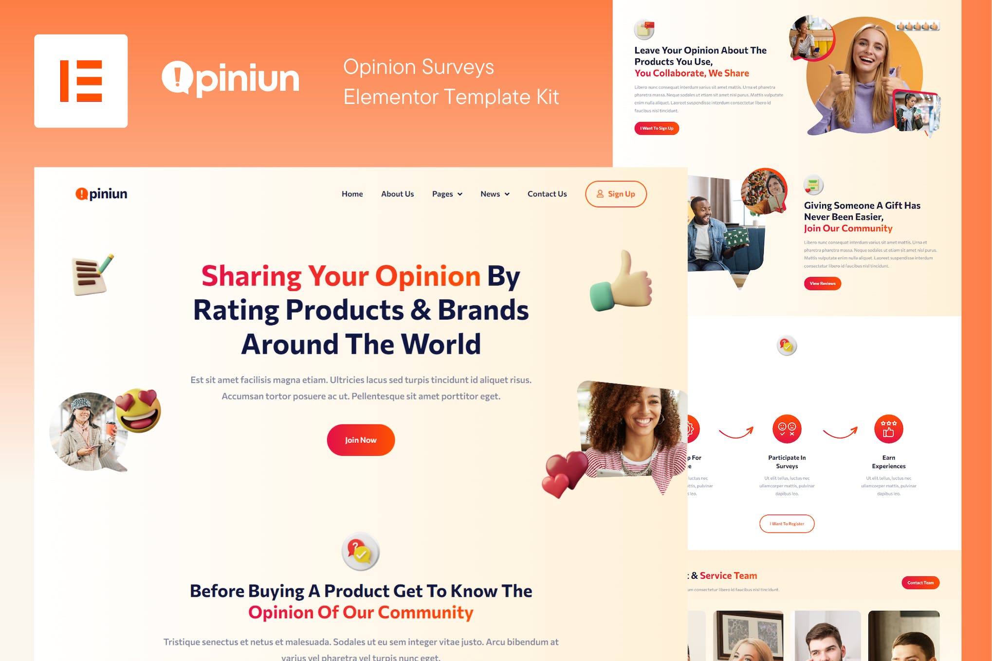 Opiniun - Opinion Surveys Elementor Template Kit template kit cover image