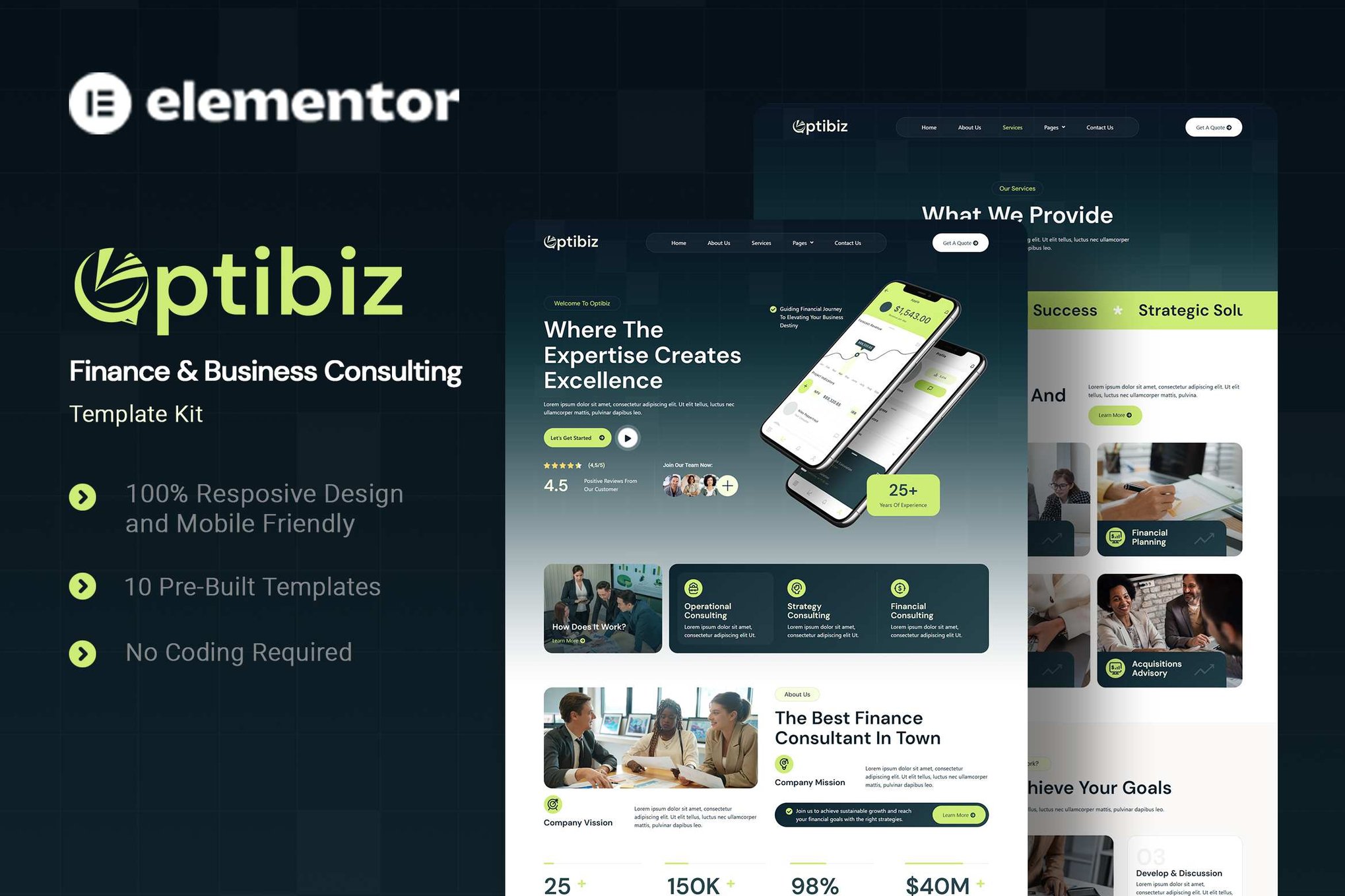 Optibiz - Finance & Business Consulting Elementor Template Kit template kit cover image