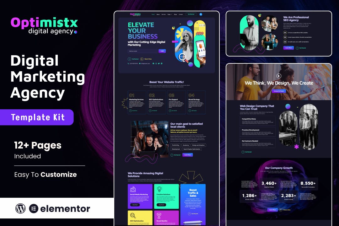 Optimistx - SEO & Digital Agency Elementor Template Kit template kit cover image