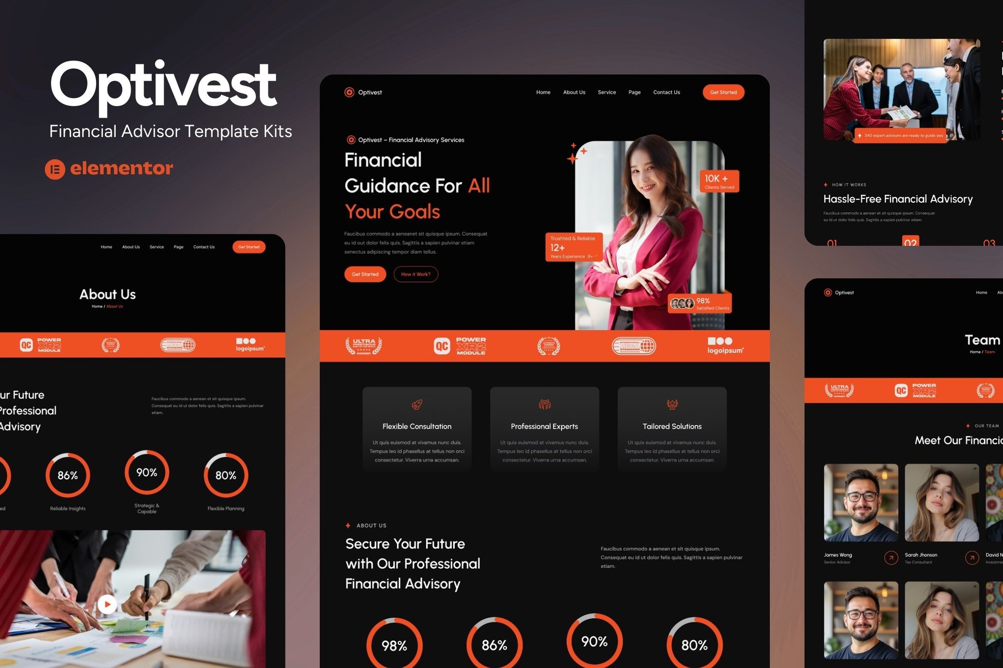Optivest - Financial Advisor Elementor Template Kit template kit cover image