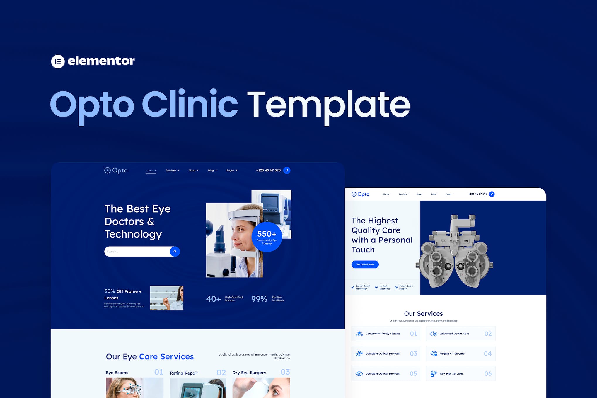 Opto – Eye Care Center Elementor Pro Template Kit template kit cover image