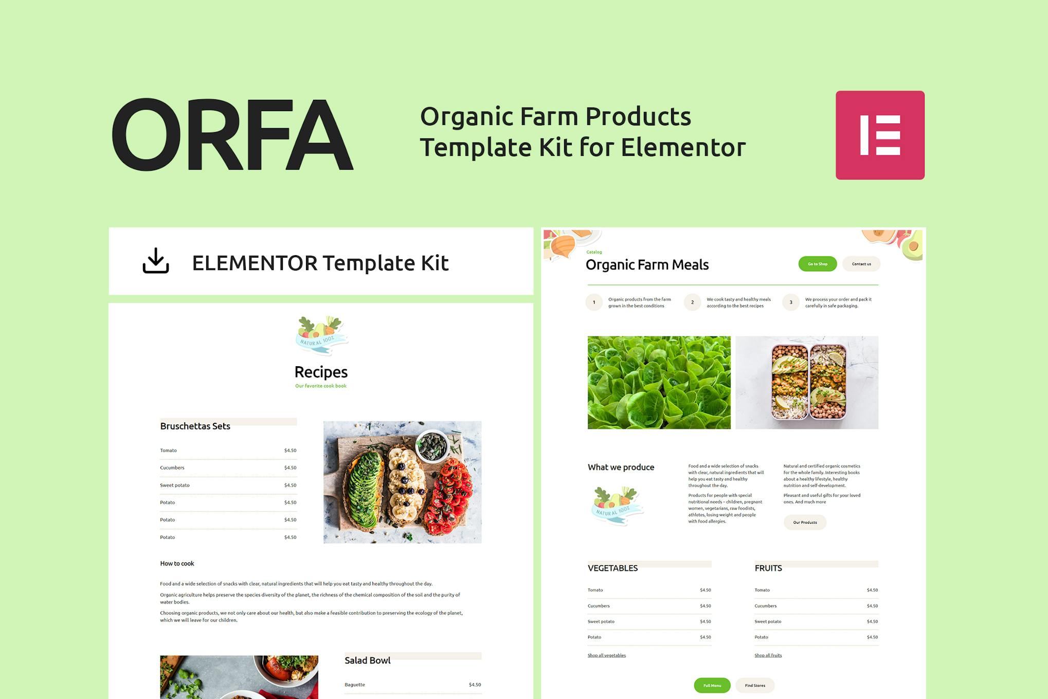 ORFA - Organic Farm Products Elementor Template Kit template kit cover image