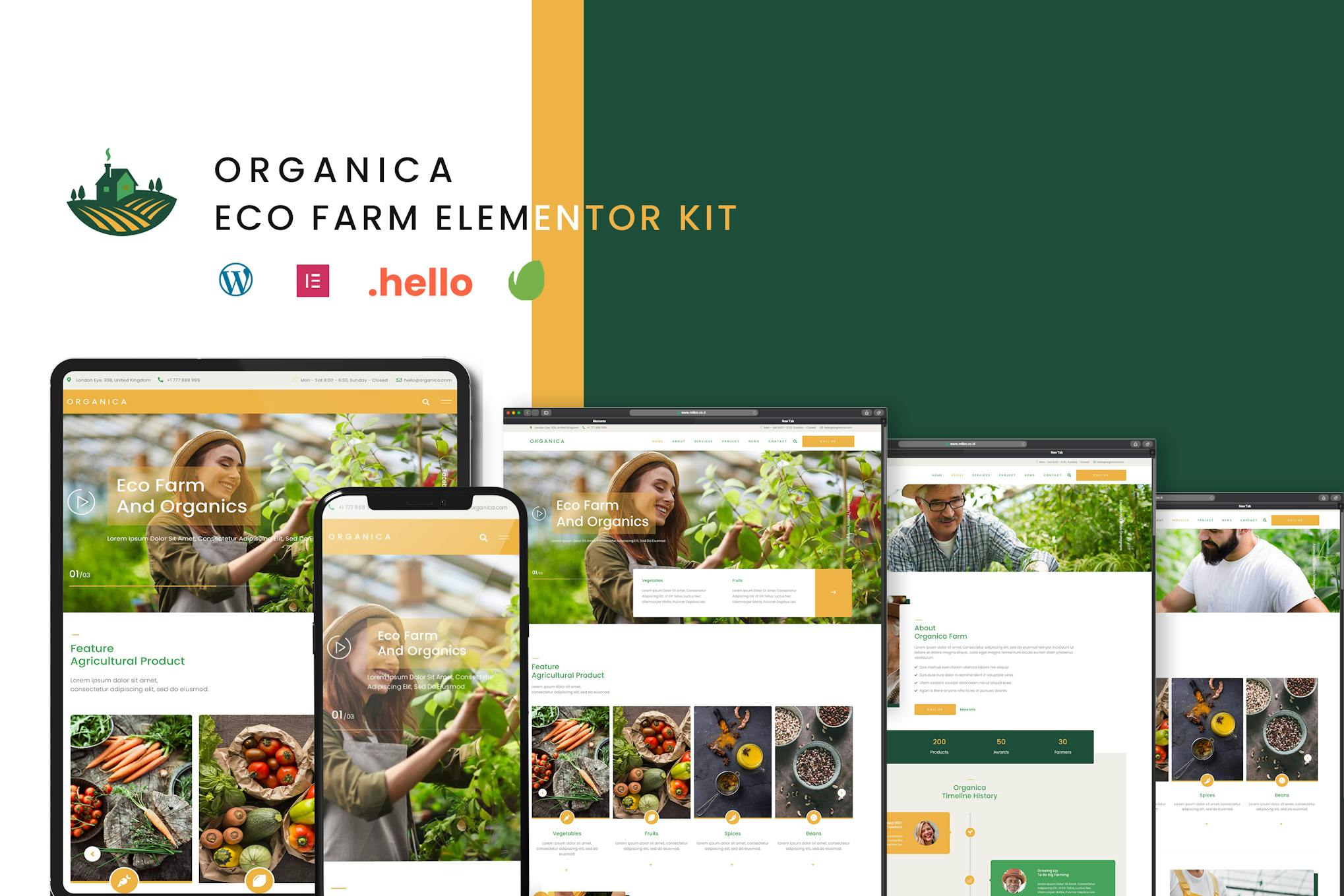 Organica - Eco Farm Elementor Template Kit template kit cover image
