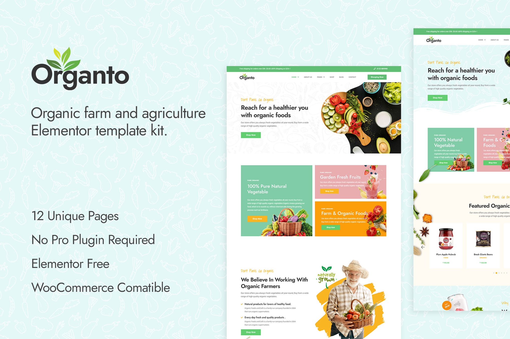 Organto - Organic Food Elementor Template Kit template kit cover image