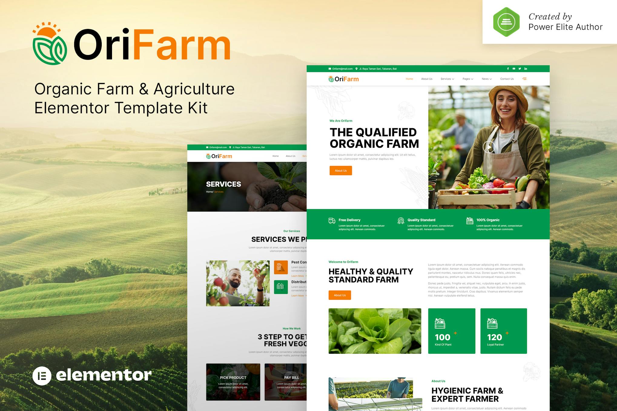 OriFarm – Organic Farm & Agriculture Elementor Template Kit template kit cover image