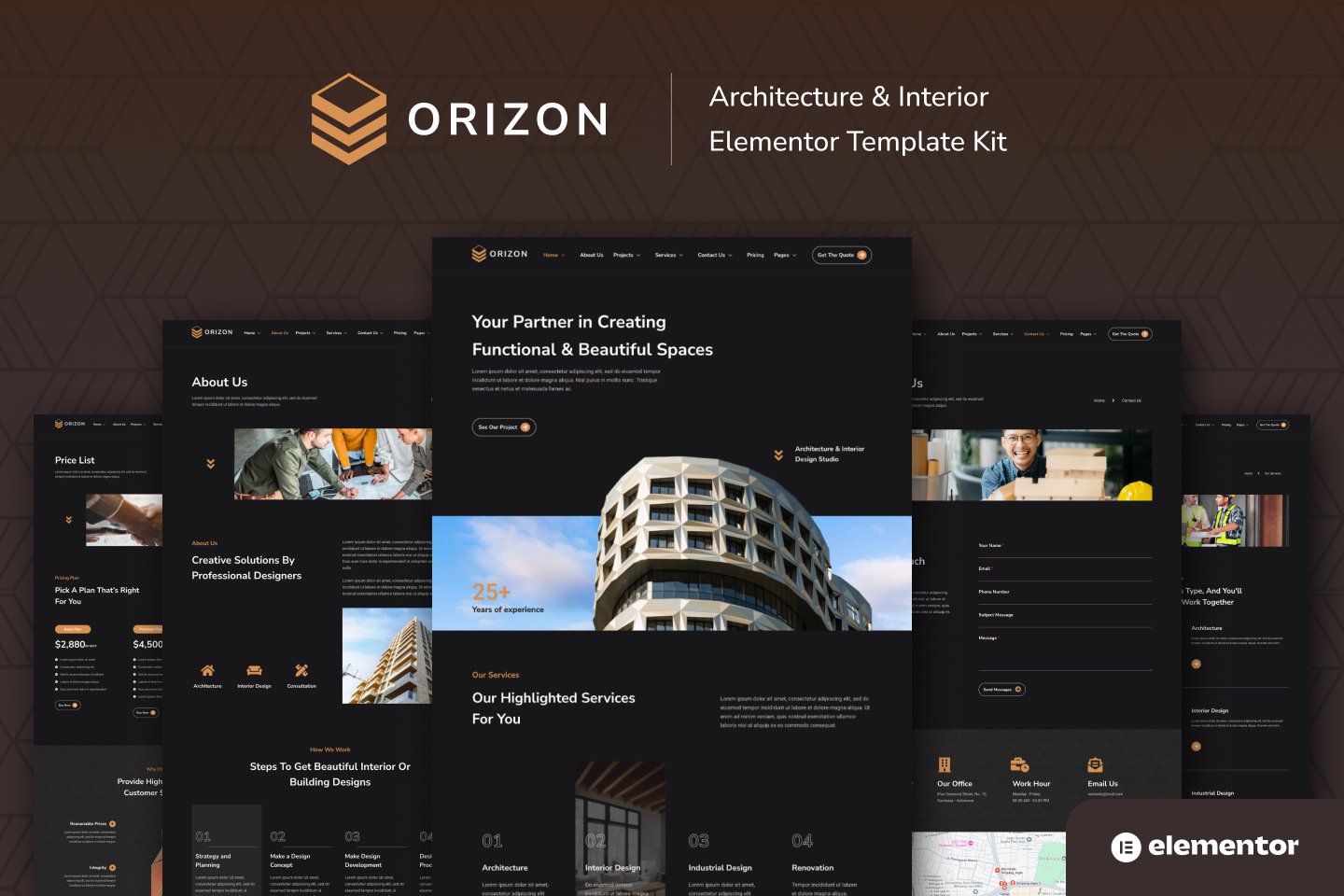 Orizon - Architecture & Interior Design Elementor Template Kit template kit cover image