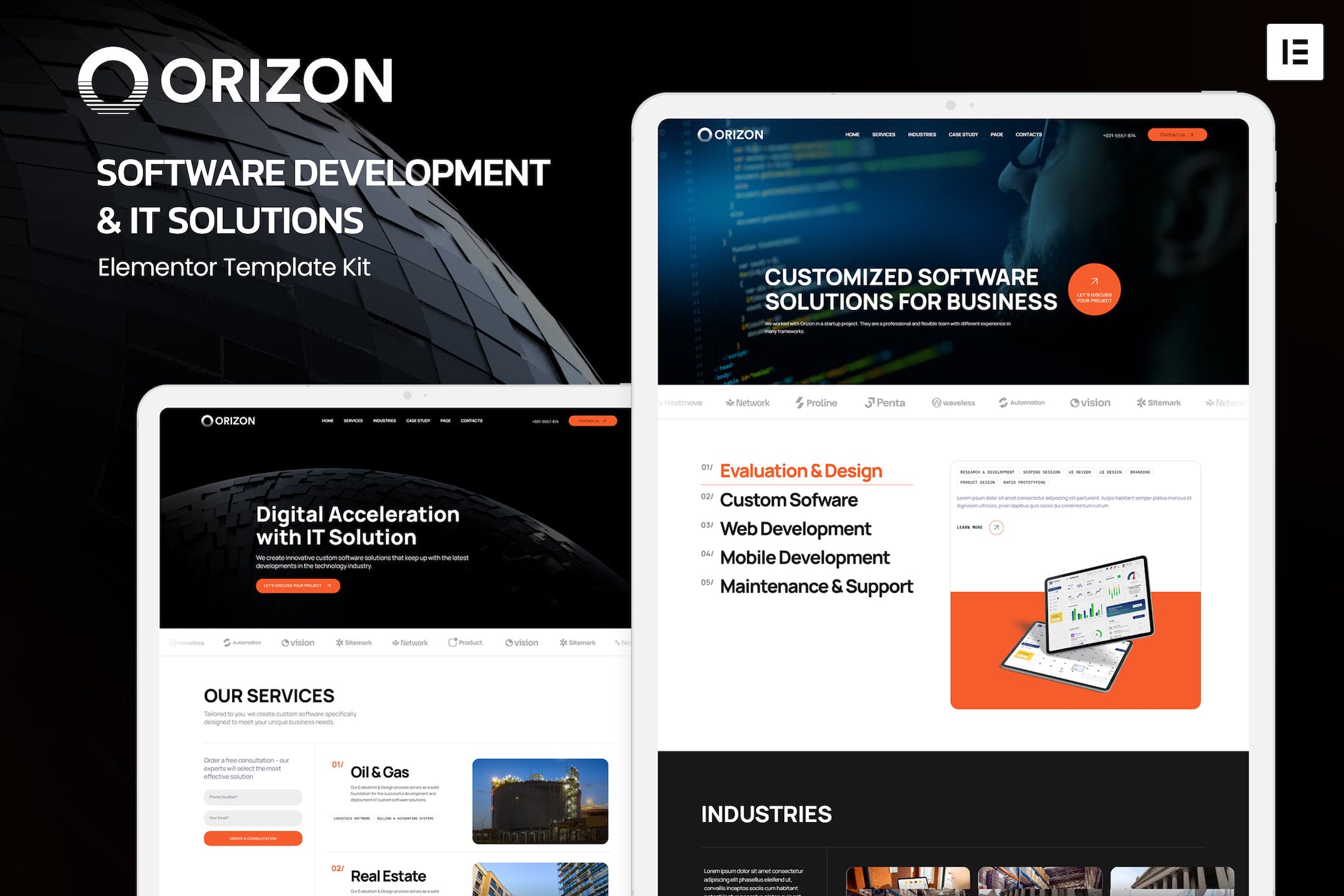 Orizon - Software Development & IT Solutions Elementor Template Kit template kit cover image