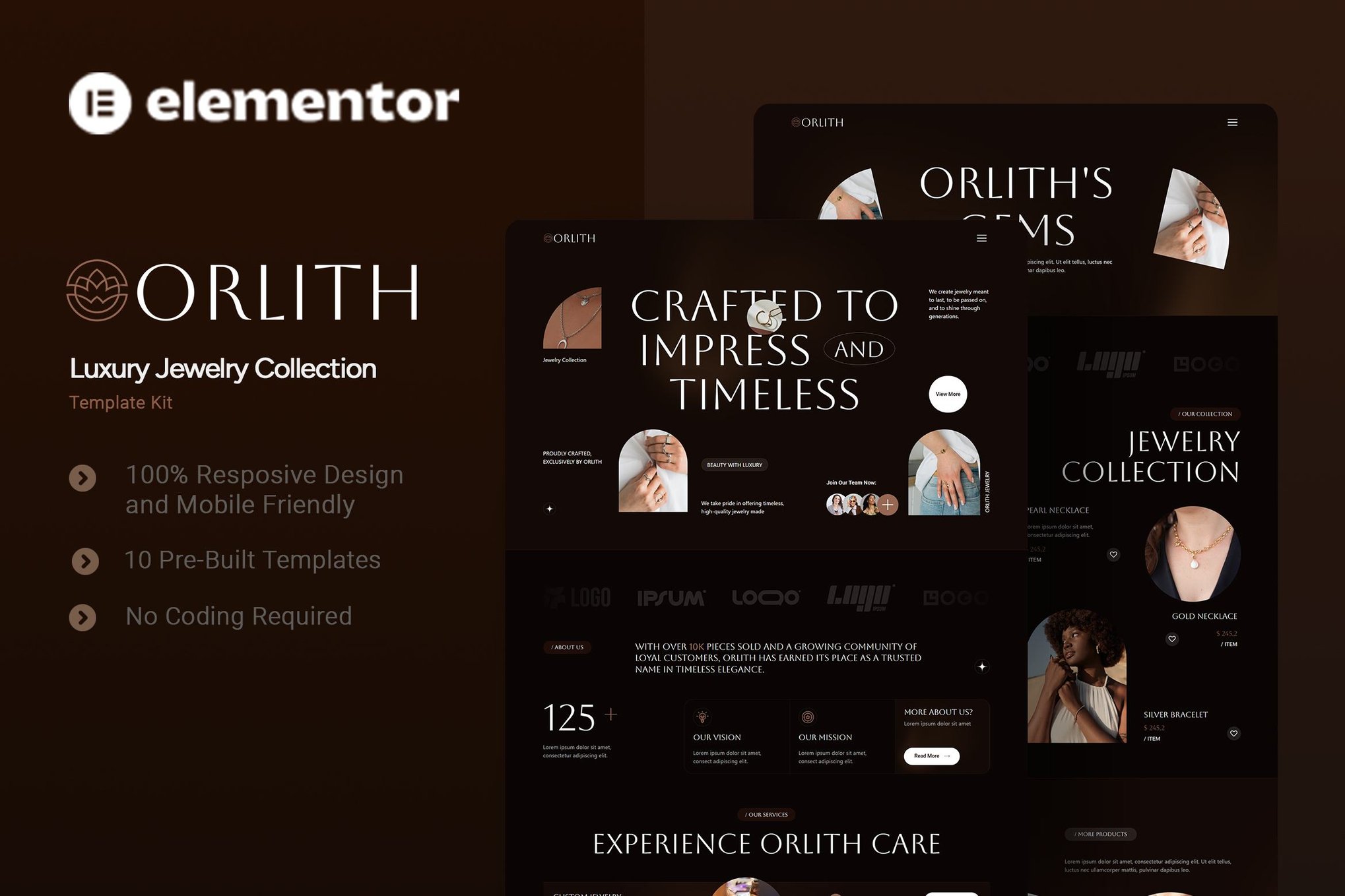 Orlith - Luxury Jewelry Collection Elementor Template Kit template kit cover image