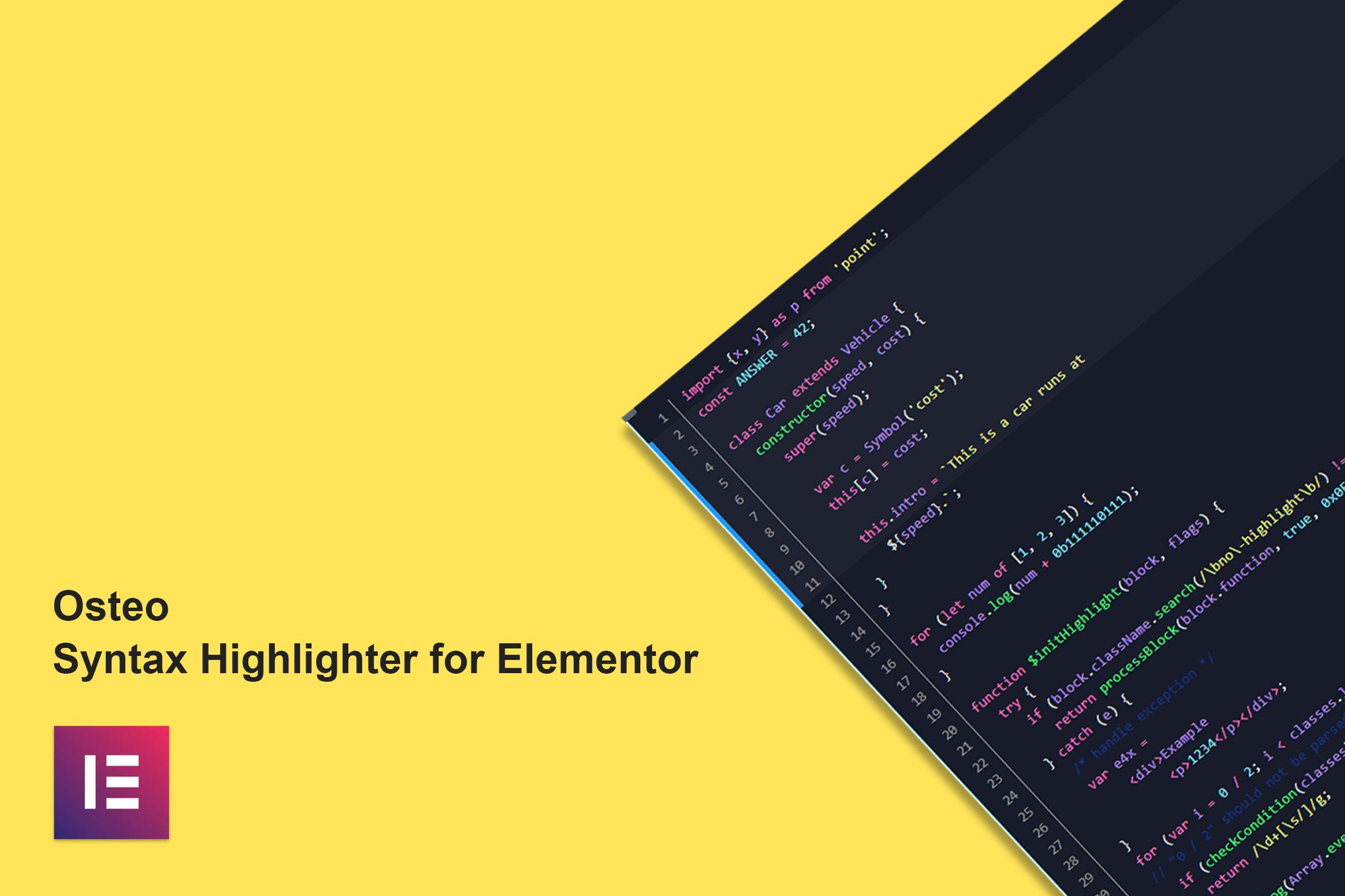Osteo Syntax Highlighter for Elementor plugin cover image