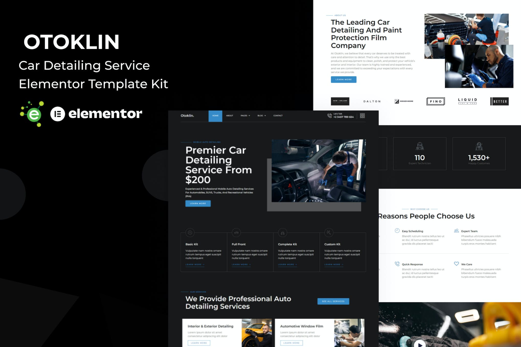 Otoklin - Car Detailing Service Elementor Template Kit template kit cover image
