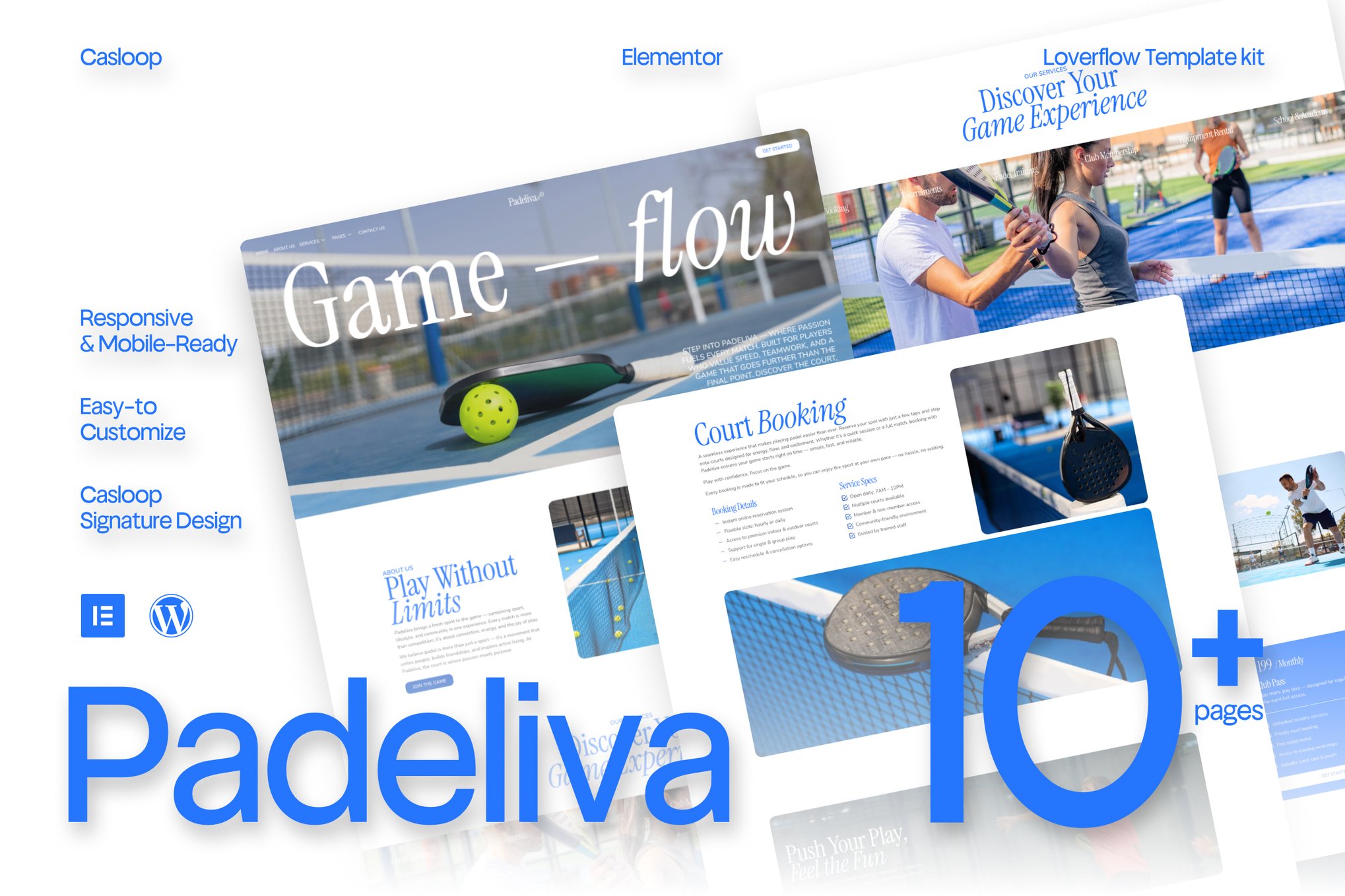 Padeliva - Modern Sporty Padel & Tennis Elementor Template Kit template kit cover image