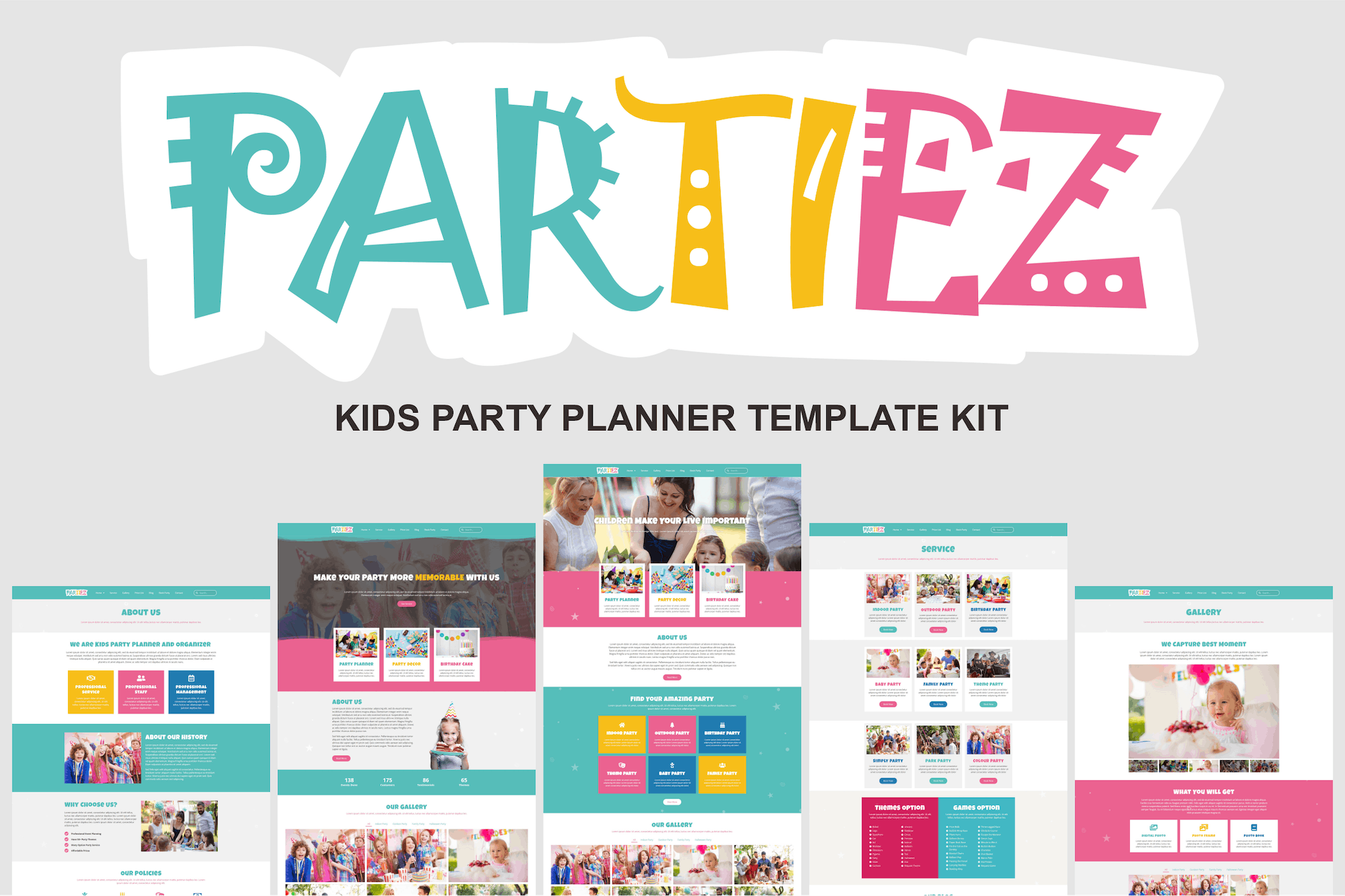 Partiez - Kids Party Planner Elementor Template Kit template kit cover image