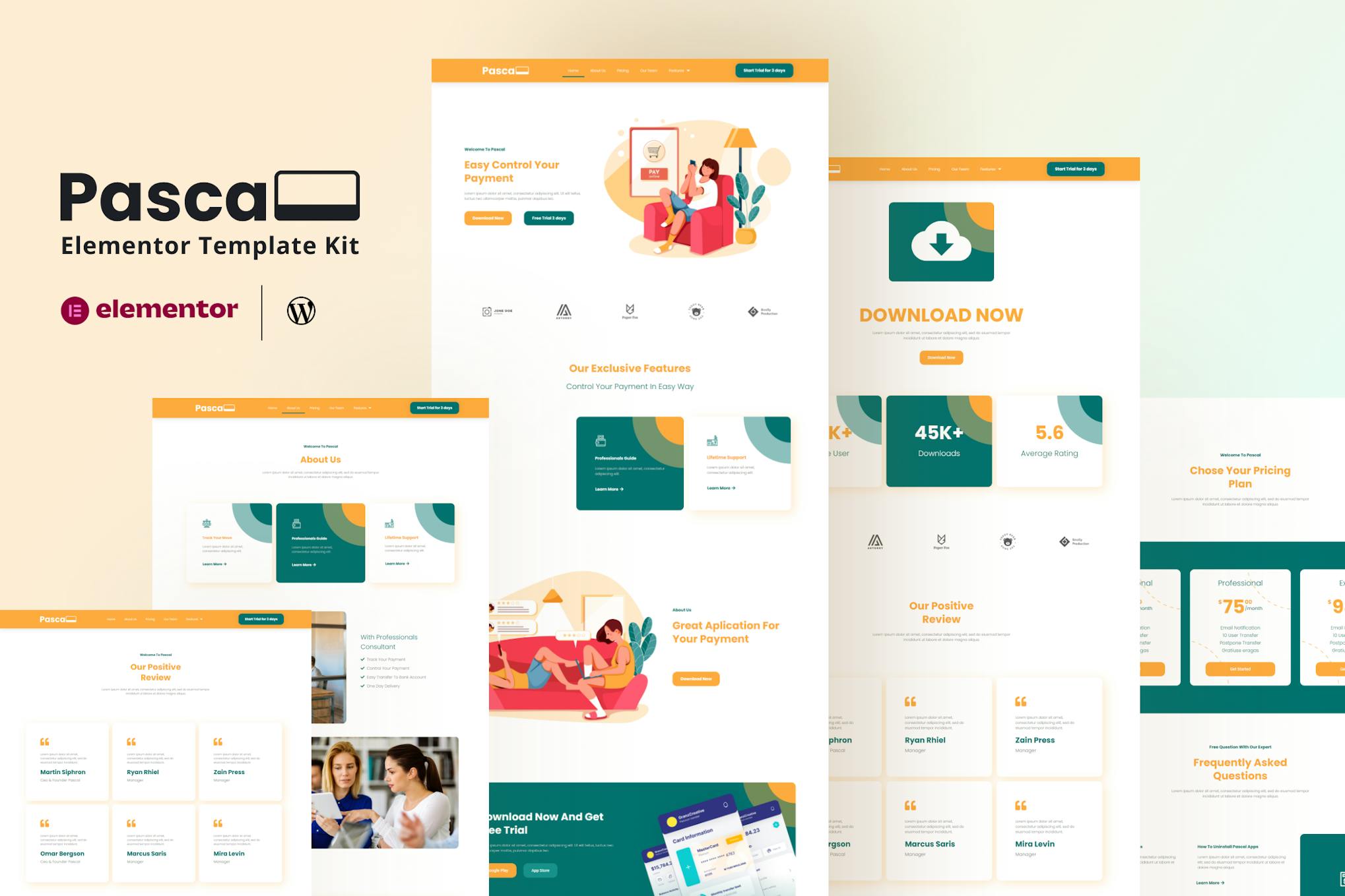 Pascal - Payment App Business Elementor Pro Template Kit template kit cover image