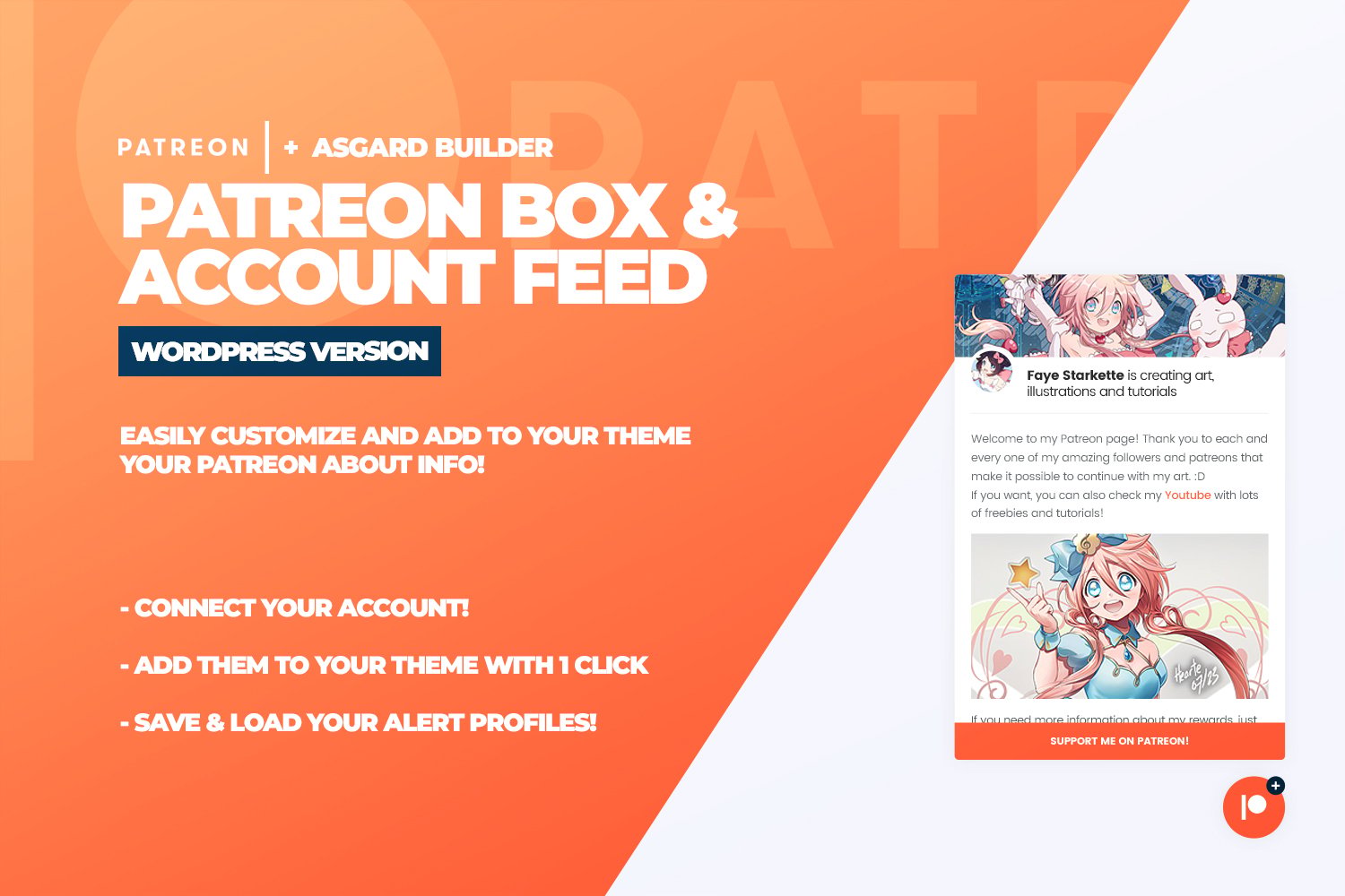 Patreon Box and About Feed WordPress Plugin plugin cover image