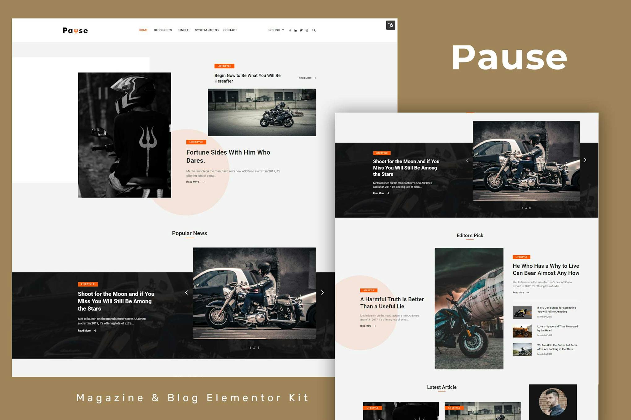 Pause - Blog & Magazine Elementor Template Kit template kit cover image