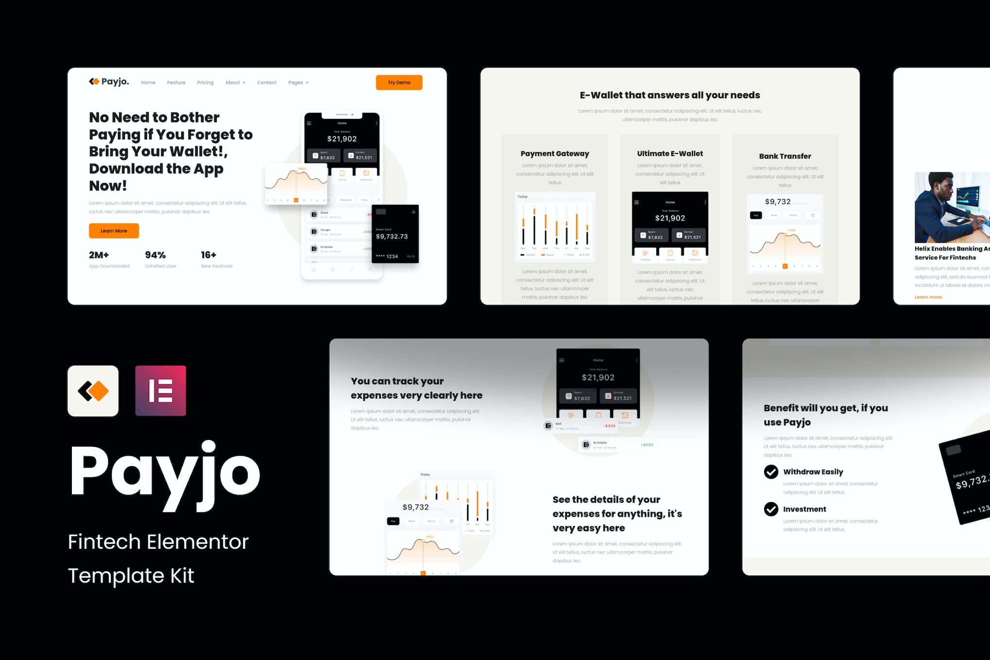 Payjo - Fintech Elementor Template Kit template kit cover image