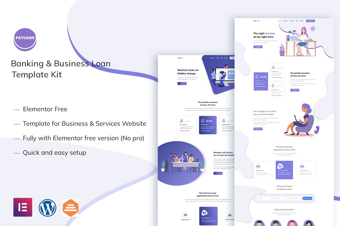 Payloan - Banking & Business Loan Elementor Template Kit template kit cover image