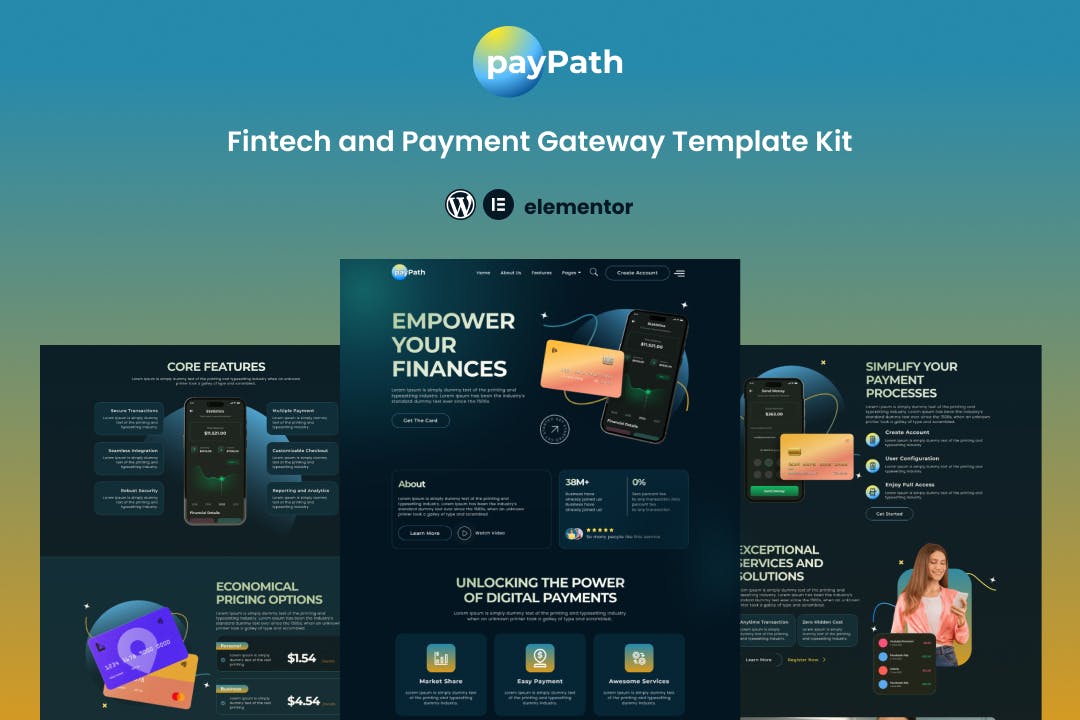 PayPath - Online Payment Gateway Elementor Template Kit template kit cover image