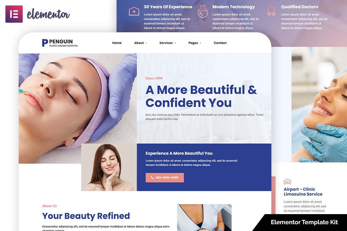 Penguin - Plastic Surgery Elementor Template Kit template kit cover image