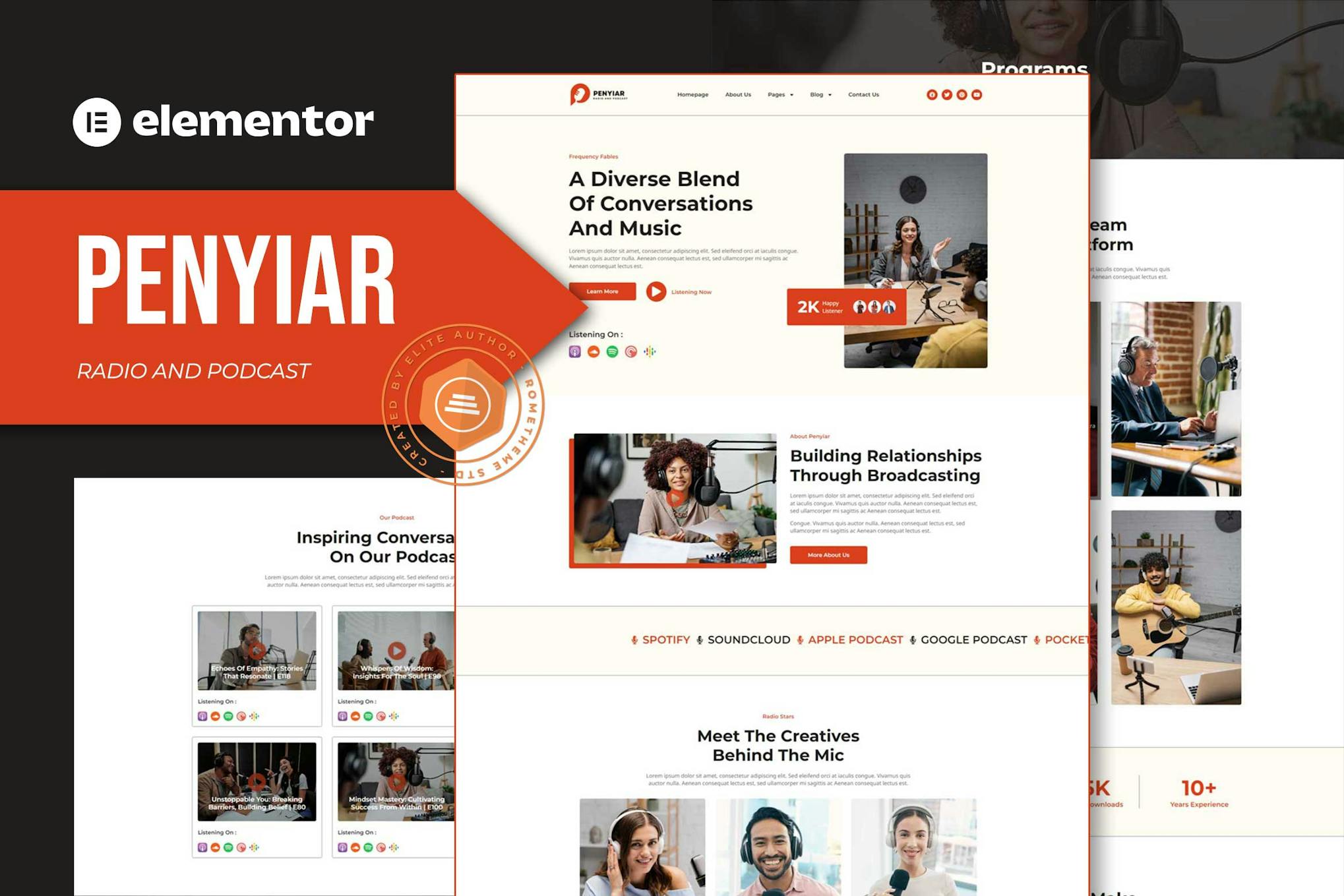 Penyiar - Radio & Podcast Elementor Template Kit template kit cover image