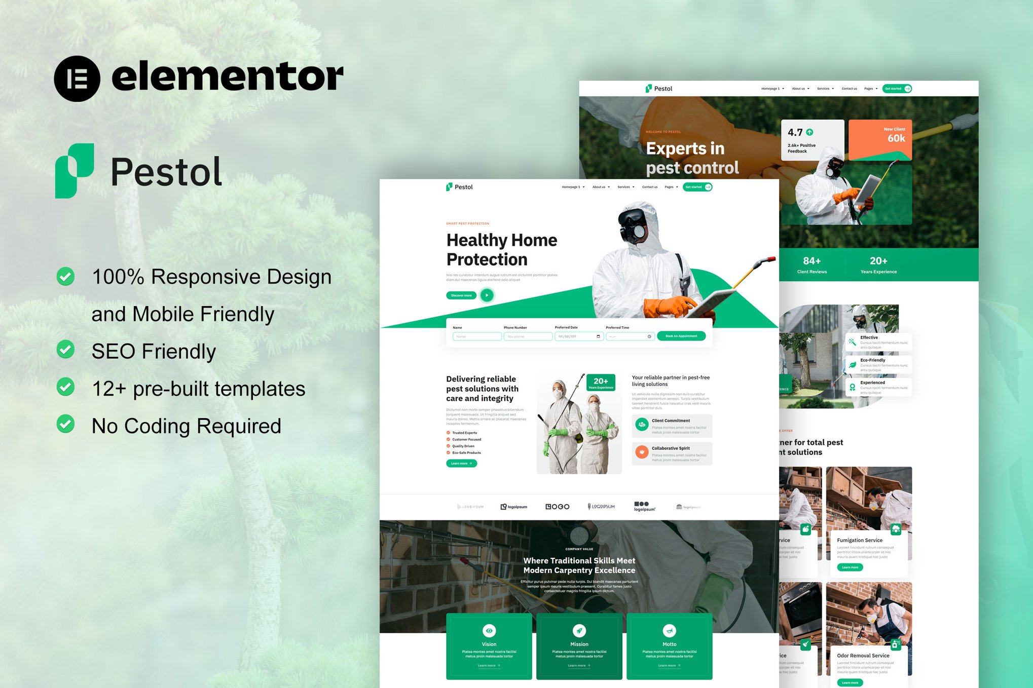 Pestol - Pest Control Service Elementor Pro Template Kit template kit cover image