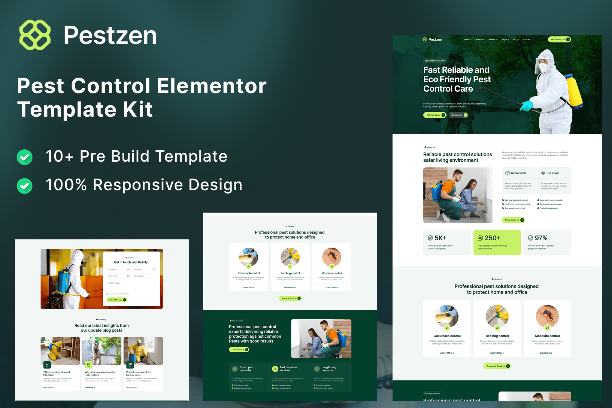 Pestzen – Pest Control Elementor Template Kit template kit cover image