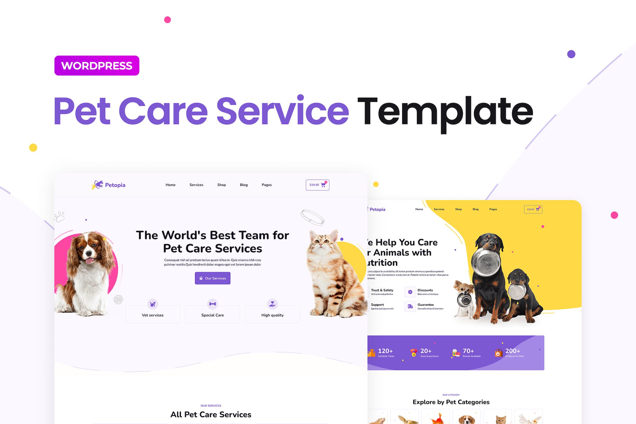 Petopia – Pet Care Service Elementor Template Kit template kit cover image