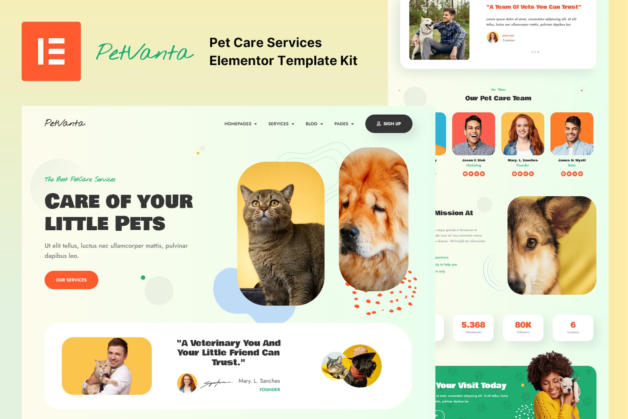 Petvanta - Pet Care Services Elementor Template Kit template kit cover image