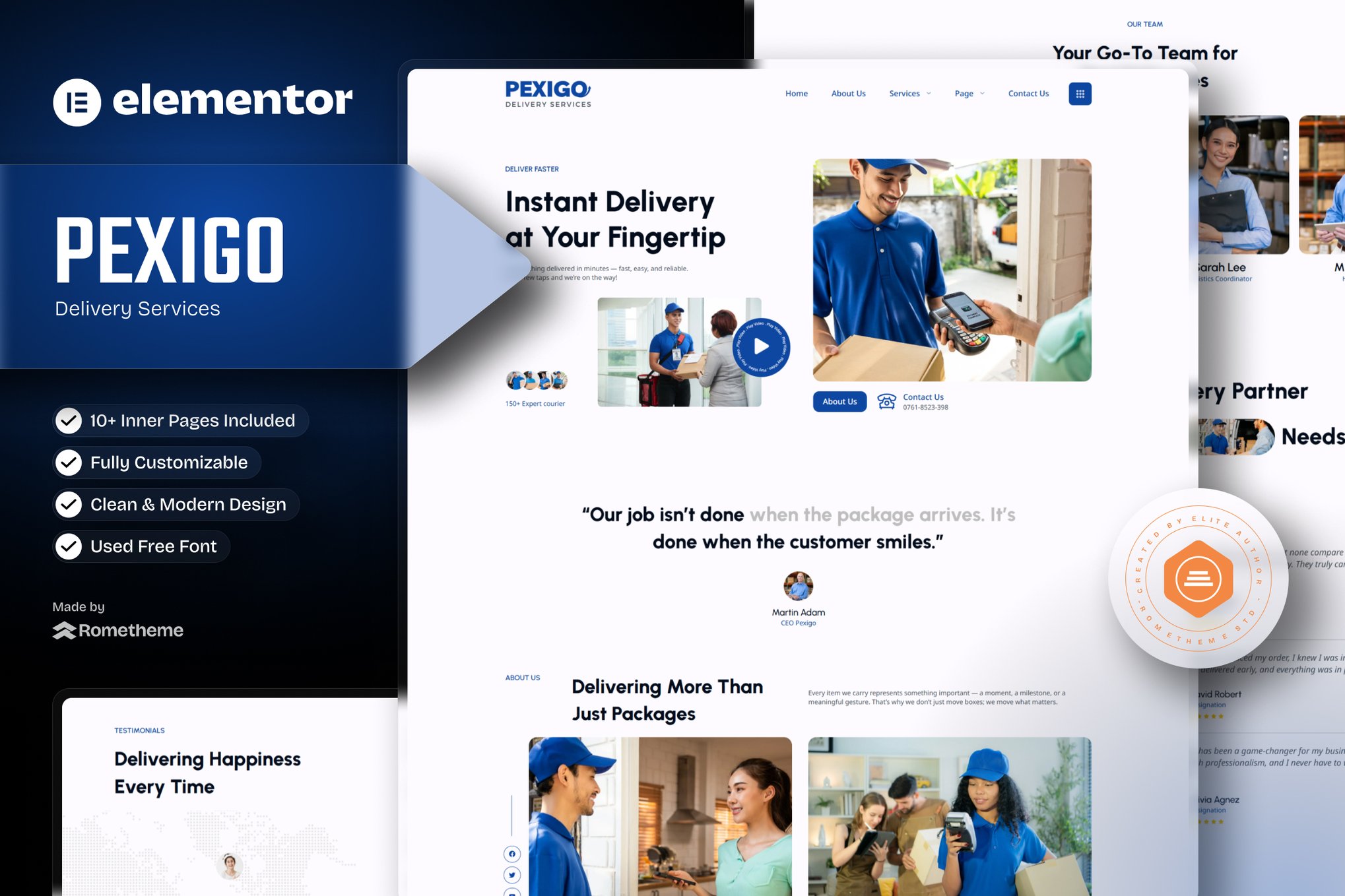 Pexigo - Delivery Services Elementor Template Kit template kit cover image