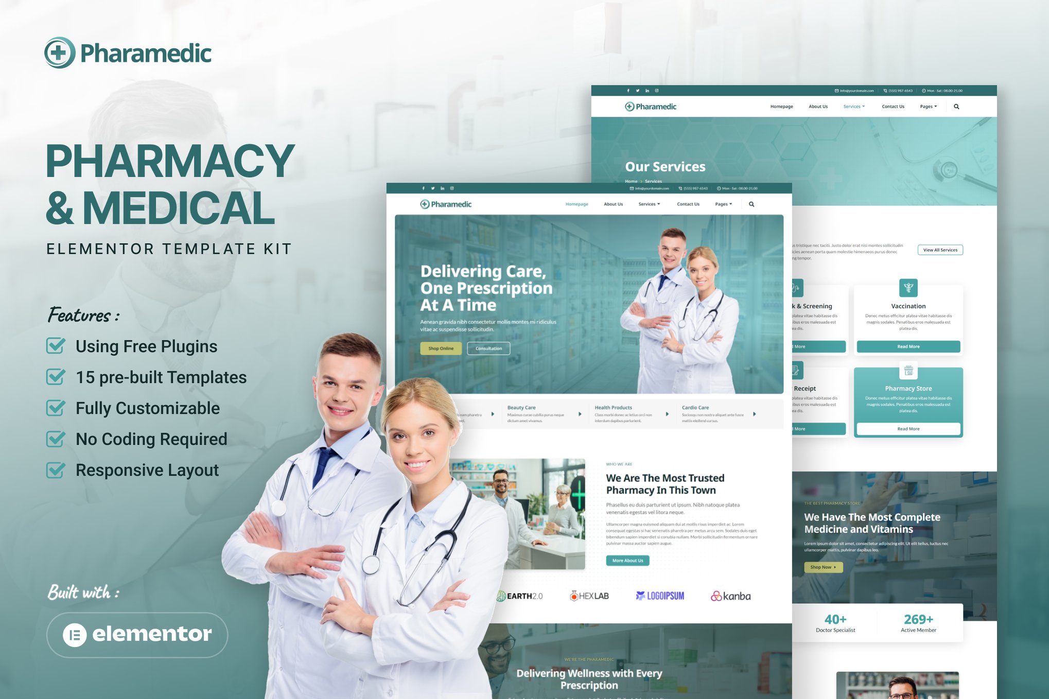 Pharamedic - Pharmacy & Medical Elementor Template Kit template kit cover image