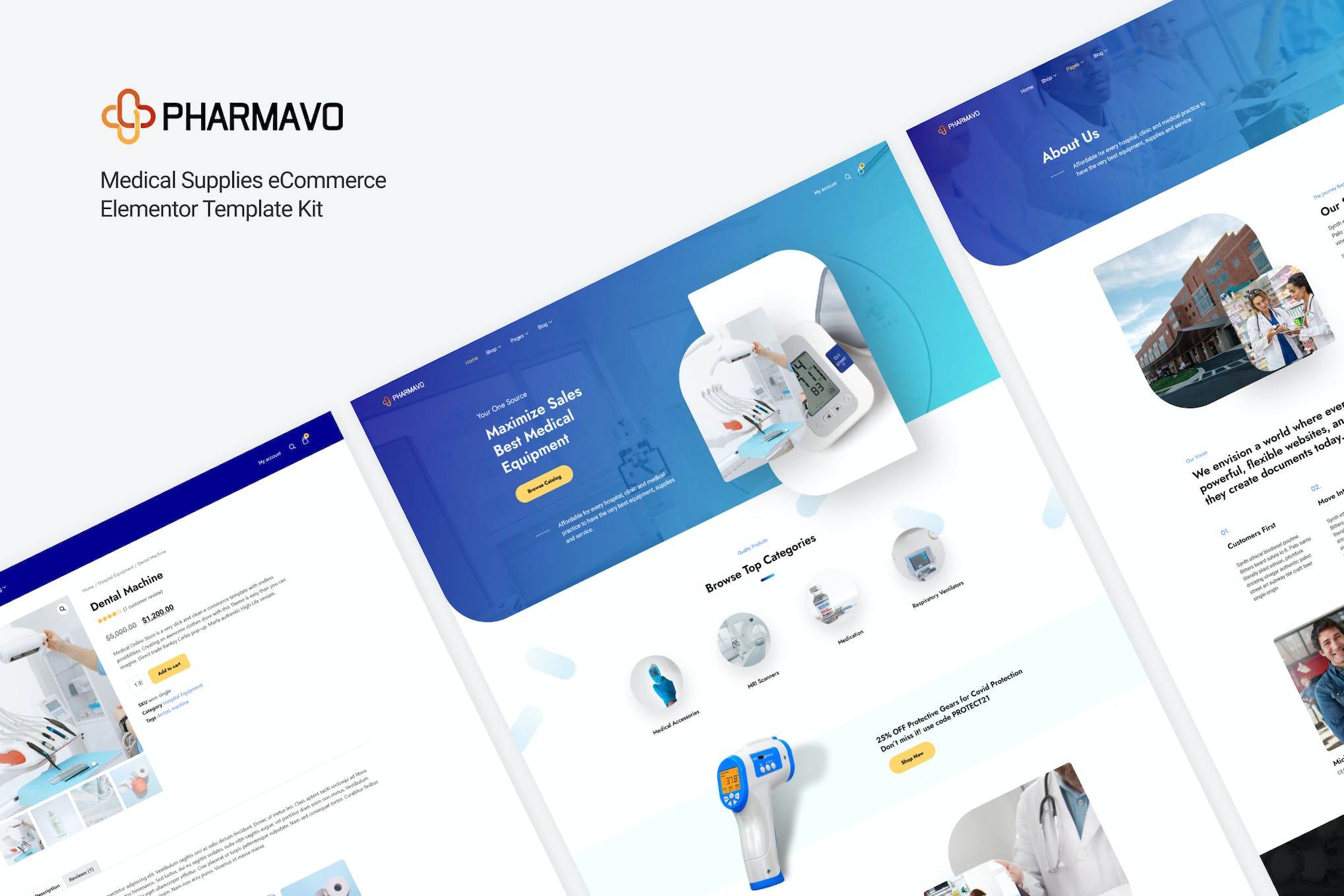 Pharmavo | Medical Supplies eCommerce Elementor Template Kit template kit cover image