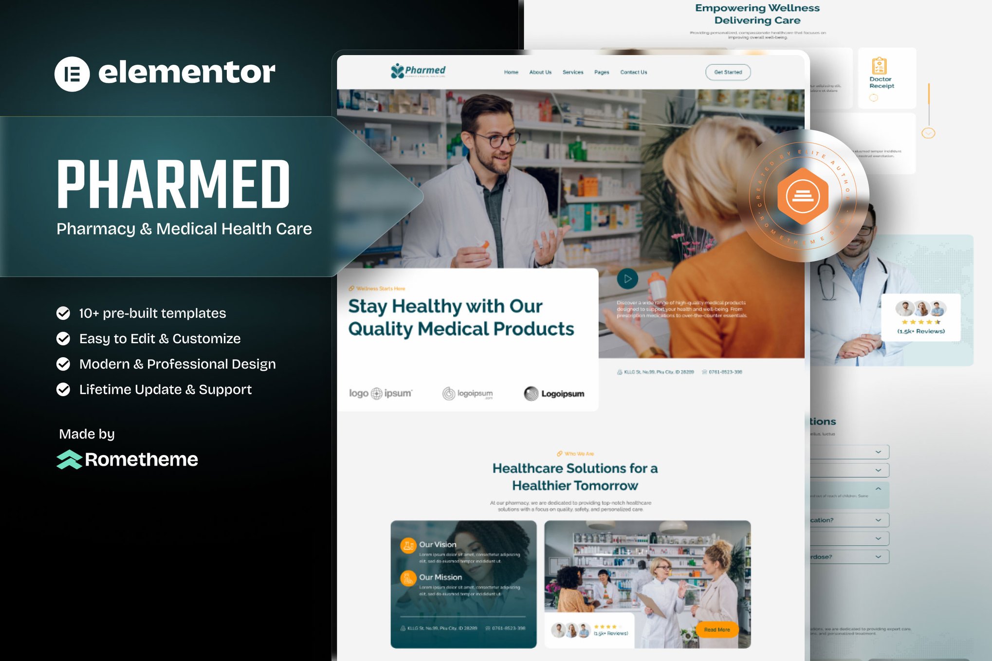 Pharmed - Pharmacy & Medical Health Care Elementor Template Kit template kit cover image