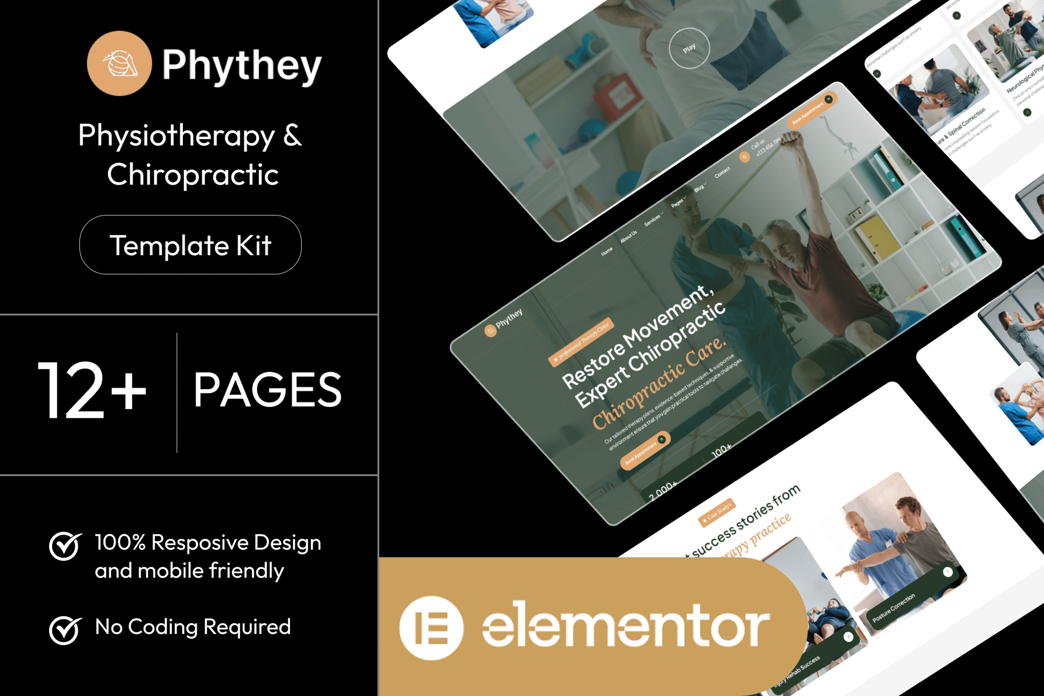 Phythey - Physiotherapy & Chiropractic Elementor Template Kit template kit cover image