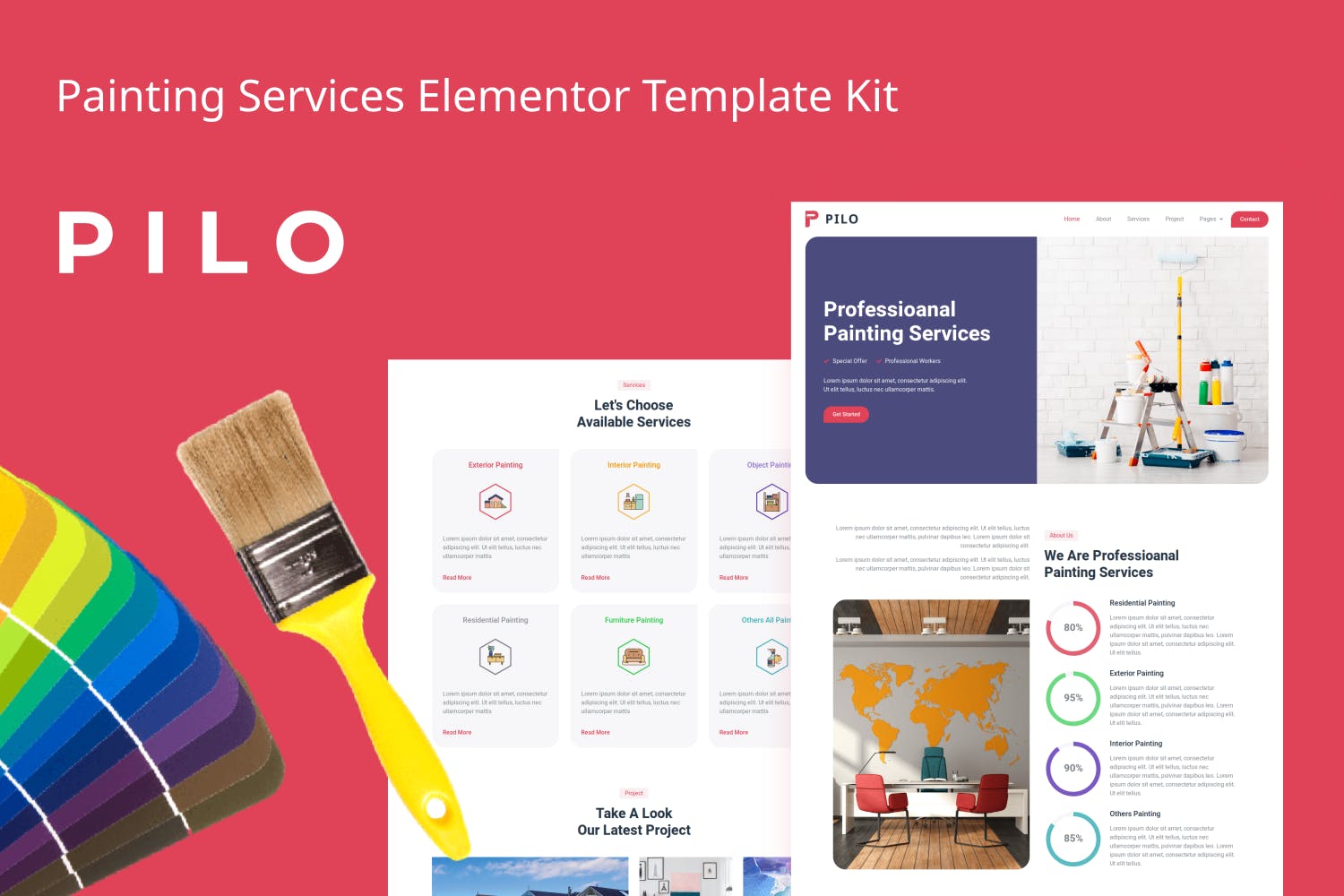 Pilo - Painting Services Elementor Template Kit template kit cover image