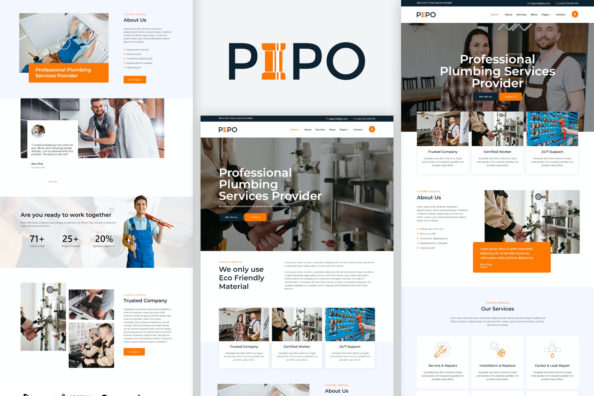 Pipo - Plumber Services Elementor Template Kit template kit cover image